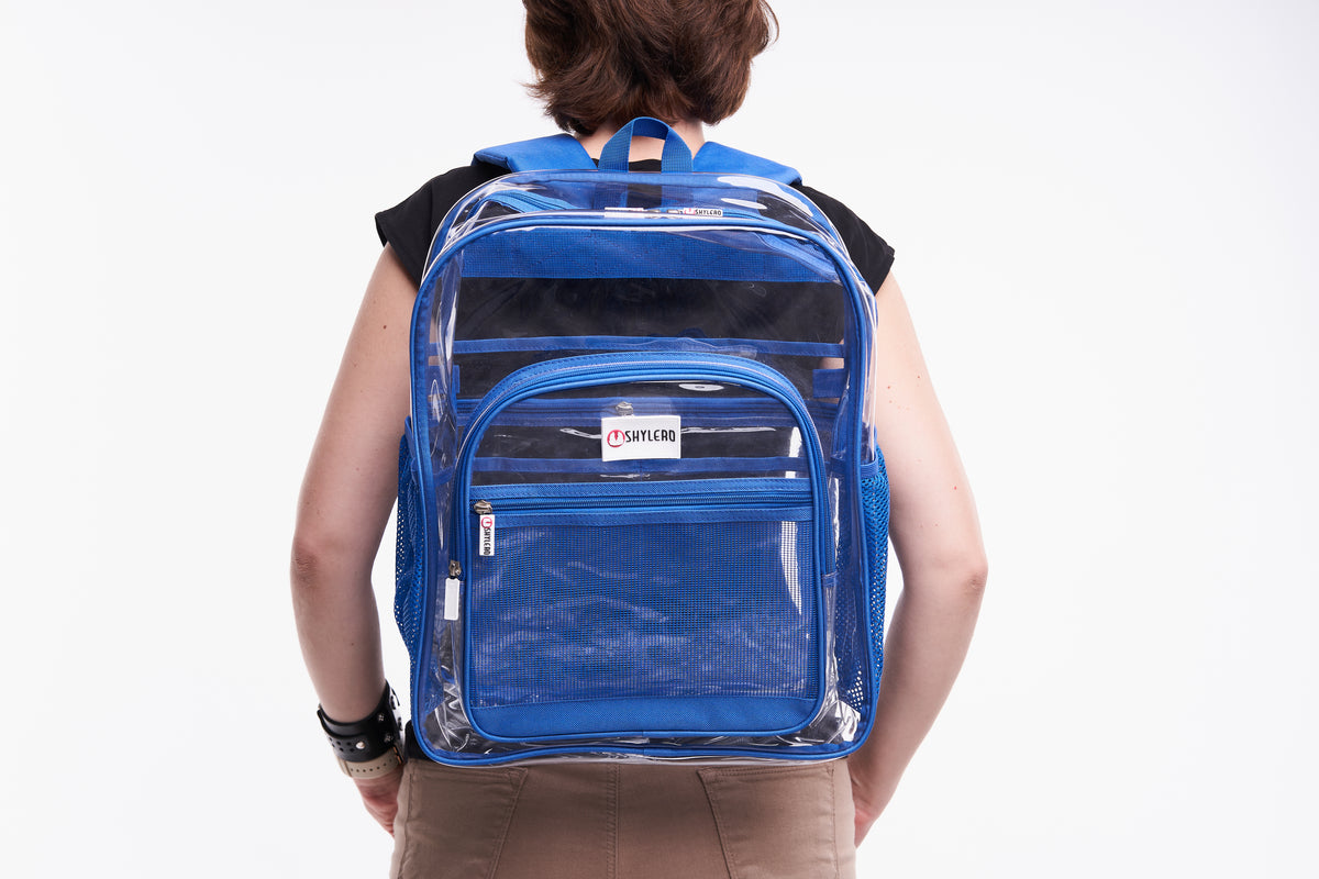 Clear Backpack For Work and School Backpack XL | TSA Lock | H18" x W14" x D8" (45cm x 35cm x 20cm) | 32 L | Blue Rhino