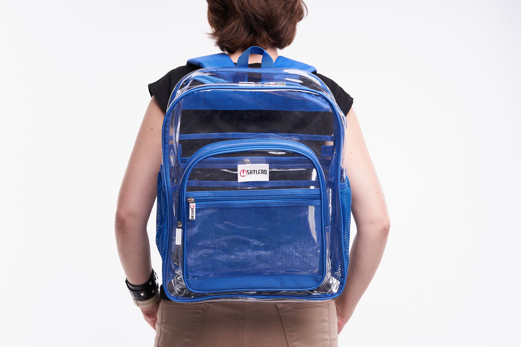 Clear Backpack For Work and School Backpack XL | TSA Lock | H18" x W14" x D8" (45cm x 35cm x 20cm) | 32 L | Blue Rhino