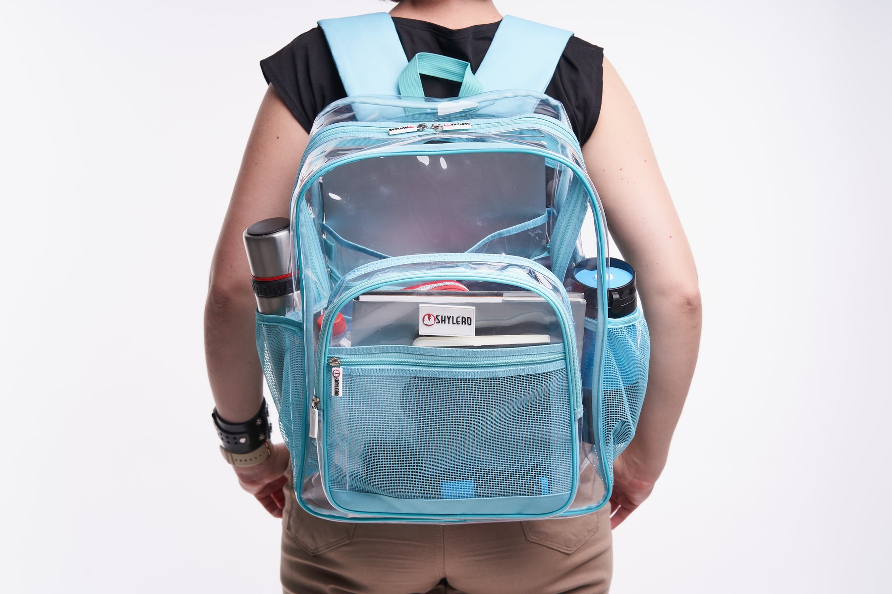 Clear Backpack For Work and School Backpack XL | TSA Lock | H18" x W14" x D8" (45cm x 35cm x 20cm) | 32 L | Turquoise Rhino