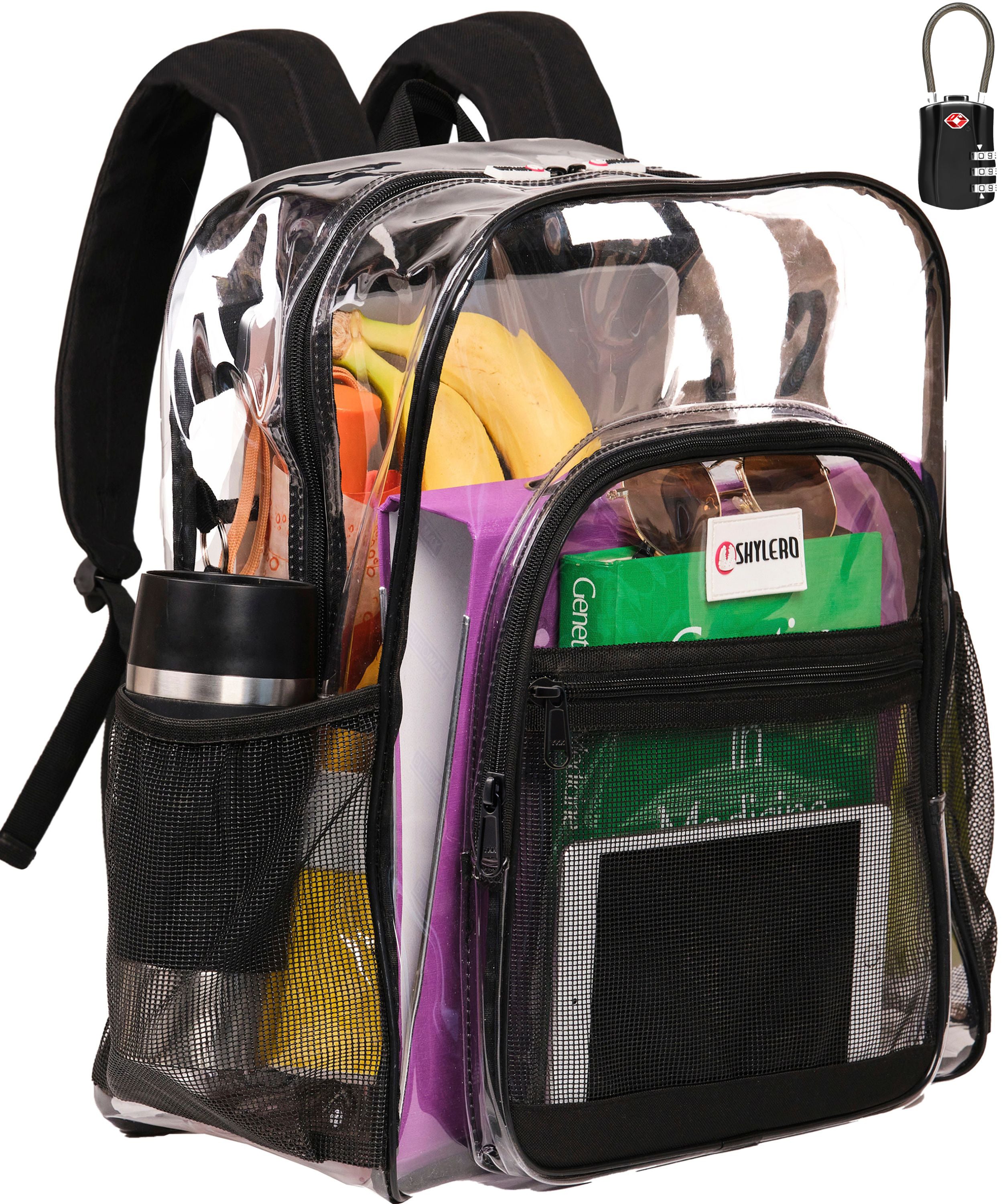 Clear Backpack For Work, School | BONUS TSA Lock | XL | 32 L 