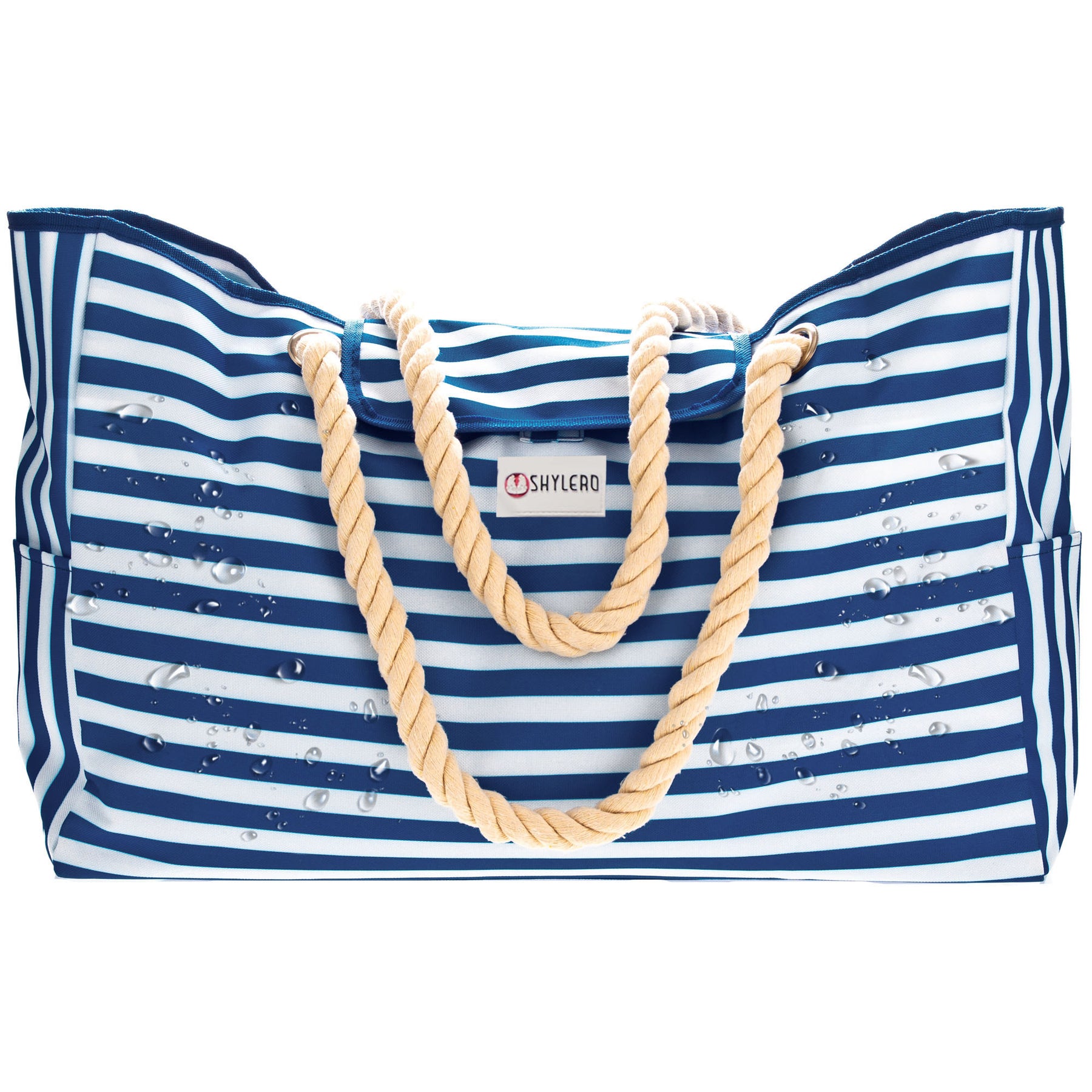 Beach Bag and Pool Bag | Water Repellent | Top Magnet | Family Size XXL | L22" x H15" x W6" | Bright Blue Dolphin