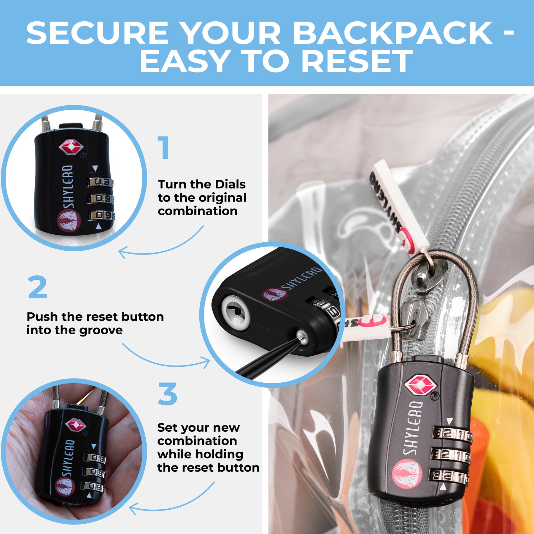 Clear Backpack For Work and School Backpack XL | TSA Lock | H18" x W14" x D8" (45cm x 35cm x 20cm) | 32 L | Grey Rhino