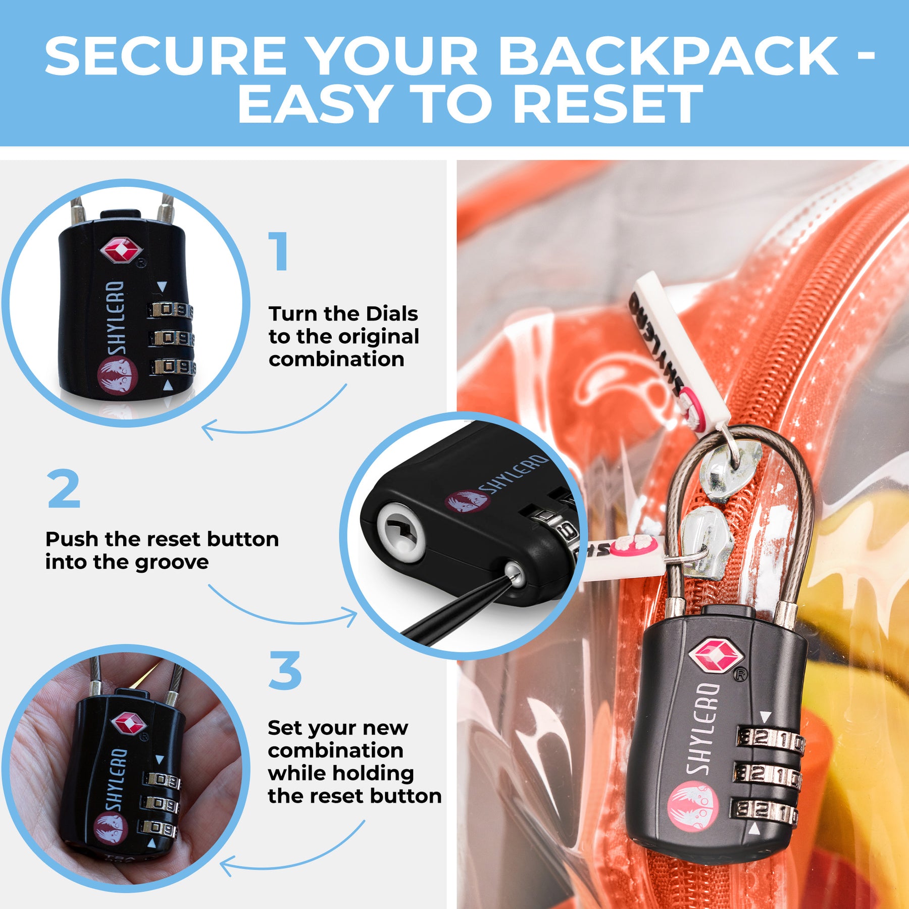 Clear Backpack For Work and School Backpack XL | TSA Lock | H18" x W14" x D8" (45cm x 35cm x 20cm) | 32 L | Orange Rhino