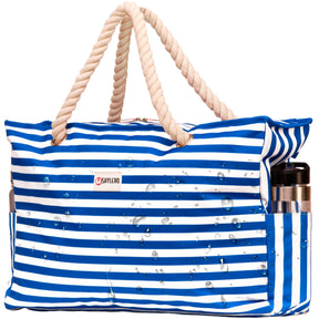 Beach Bag and Pool Bag | Water Repellent | Top YKK® Zip | Family Size | L22" x H15" x W6" | Bright Blue Lobster