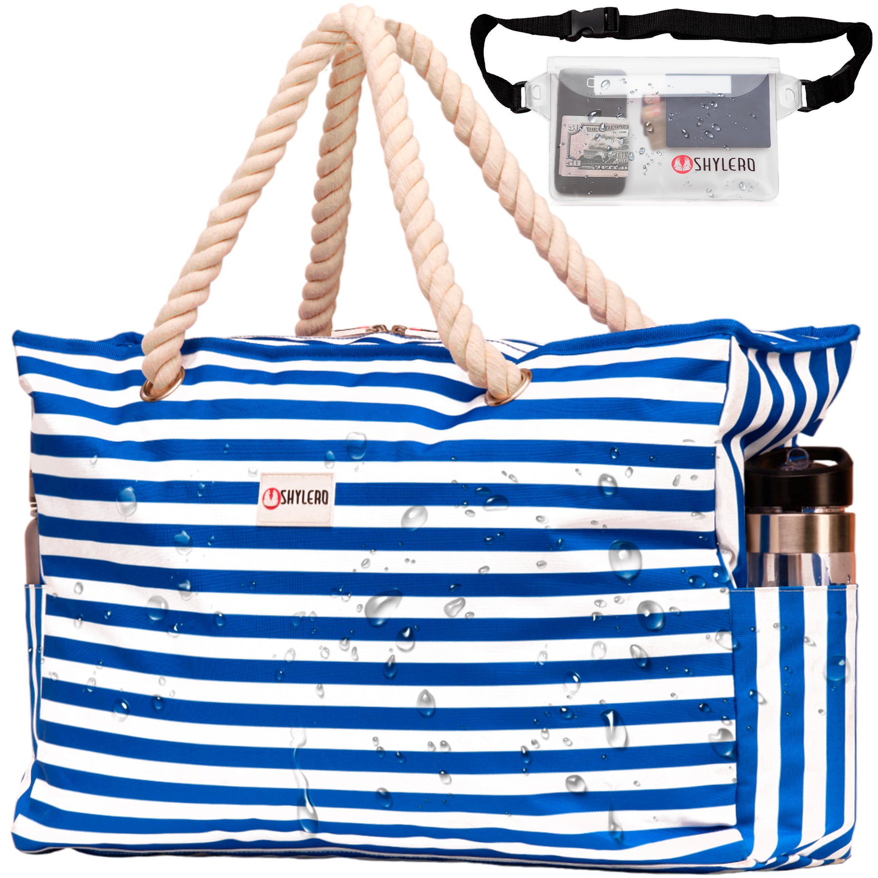 Beach Bag and Pool Bag | Water Repellent | Top YKK® Zip | Family Size | L22" x H15" x W6" | Bright Blue Lobster