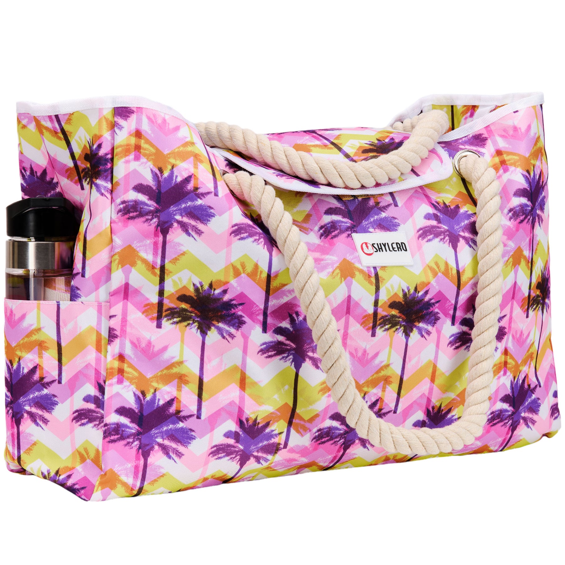 Beach Bag and Pool Bag | Water Repellent | Top Magnet | Family Size XXL | L22" x H15" x W6" | Summer Sunset