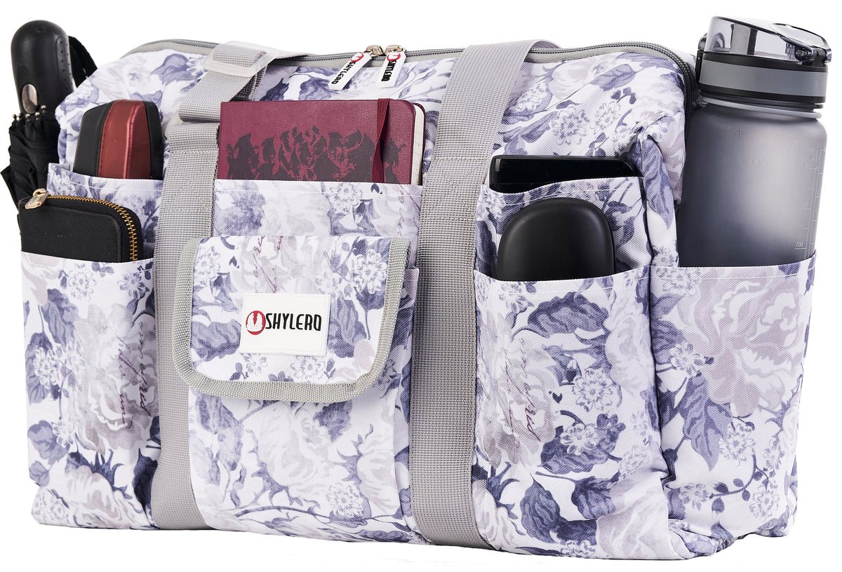 Nurse Bag and Utility Tote | Waterproof | Top YKK® Zip | L18" x H14" x W7" (46x18x36cm) | Marble Flowers