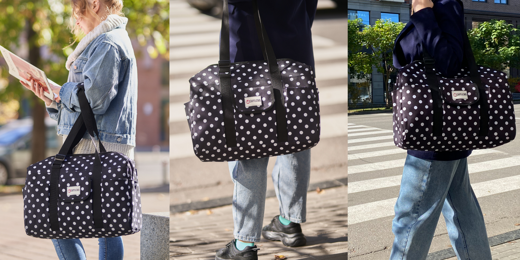 Nurse Bag and Utility Tote | Waterproof | Top YKK® Zip | L18" x H14" x W7" (46x18x36cm) | White Peas