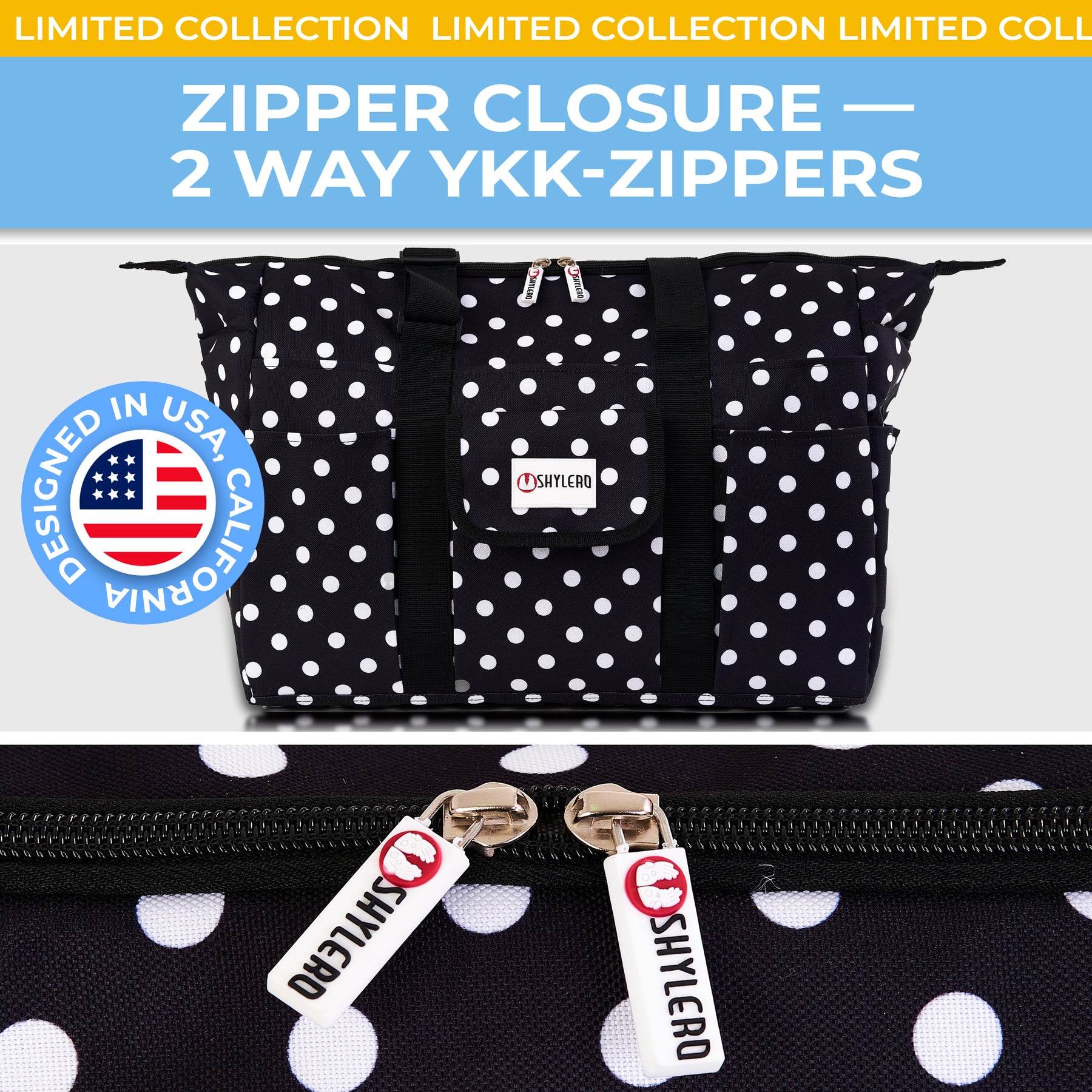 Nurse Bag and Utility Tote | Waterproof | Top YKK® Zip | L18" x H14" x W7" (46x18x36cm) | White Peas