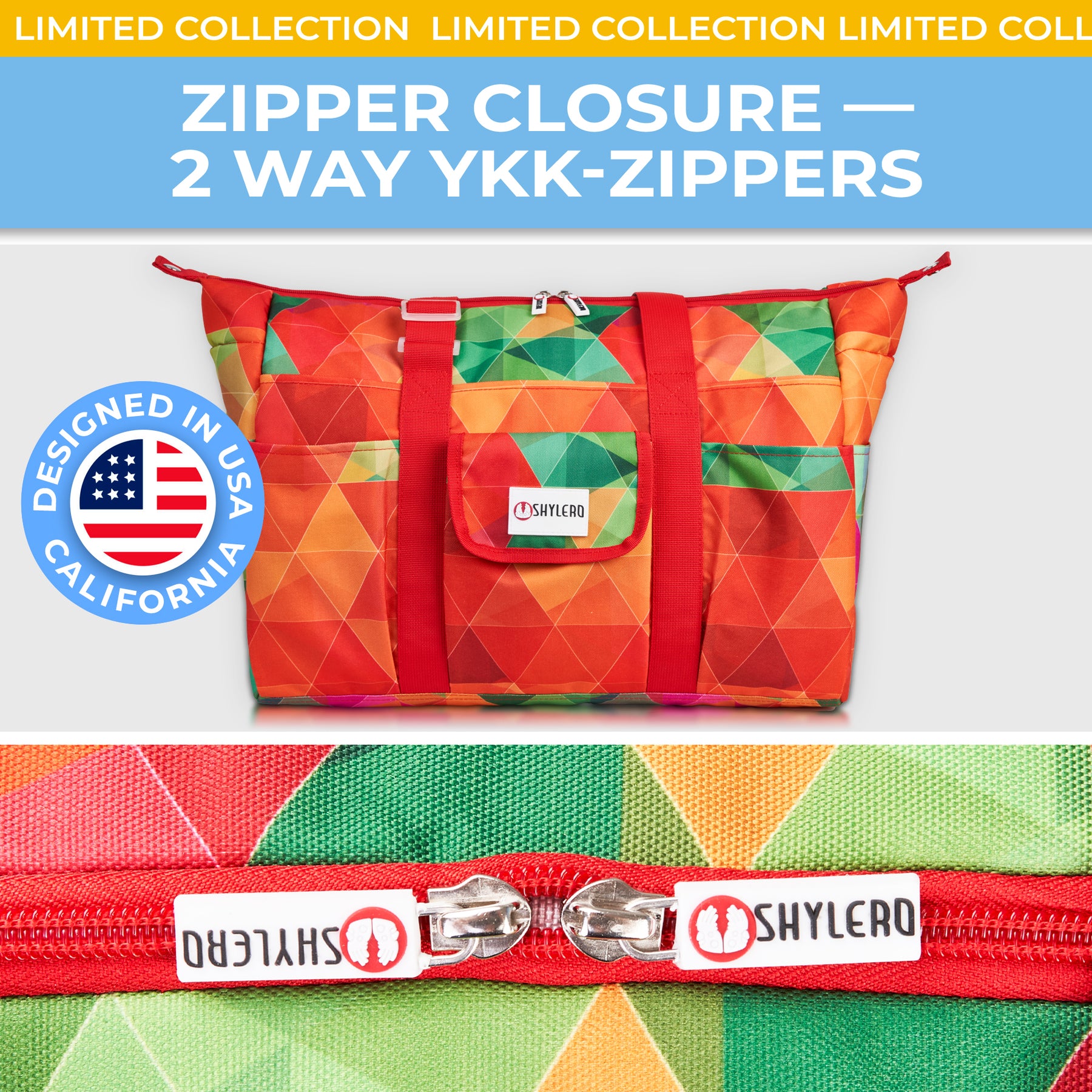 Nurse Bag and Utility Tote | Waterproof | Top YKK® Zip | L18" x H14" x W7" (46x18x36cm) | Colorful Parrot