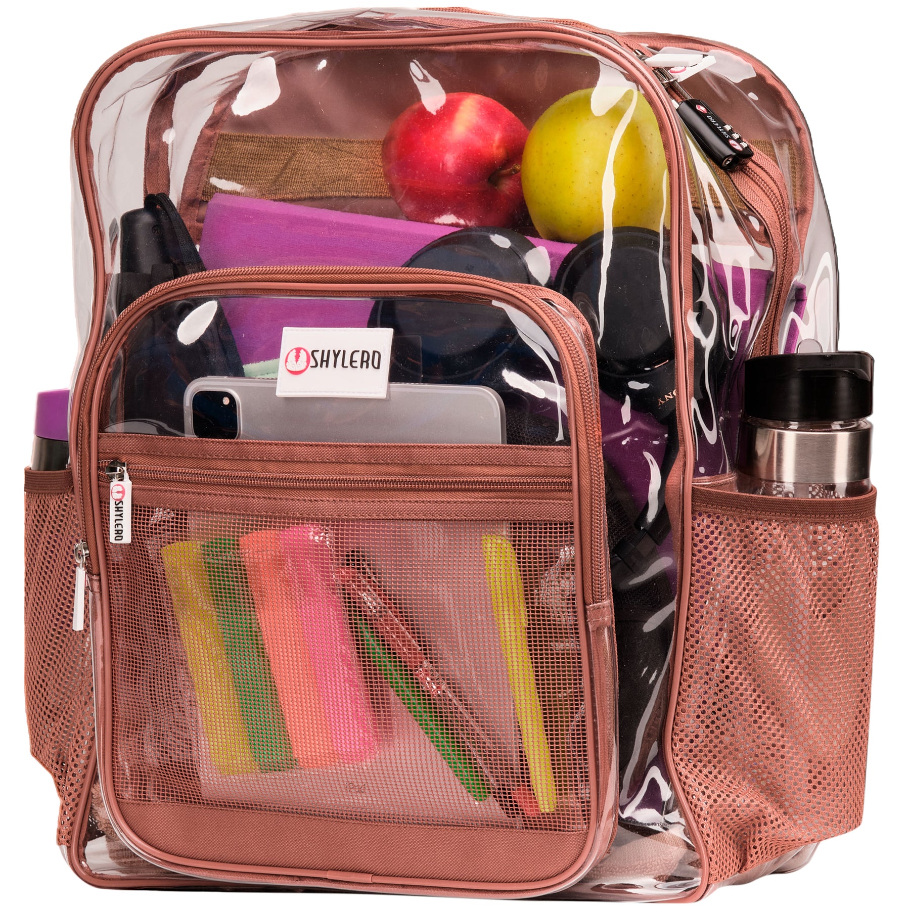Clear Backpack For Work and School Backpack XL | TSA Lock | H18" x W14" x D8" (45cm x 35cm x 20cm) | 32 L | Brown Rhino