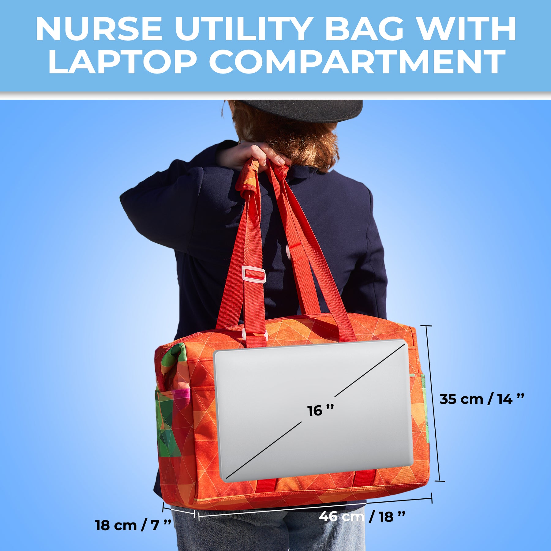 Nurse Bag and Utility Tote | Waterproof | Top YKK® Zip | L18" x H14" x W7" (46x18x36cm) | Colorful Parrot