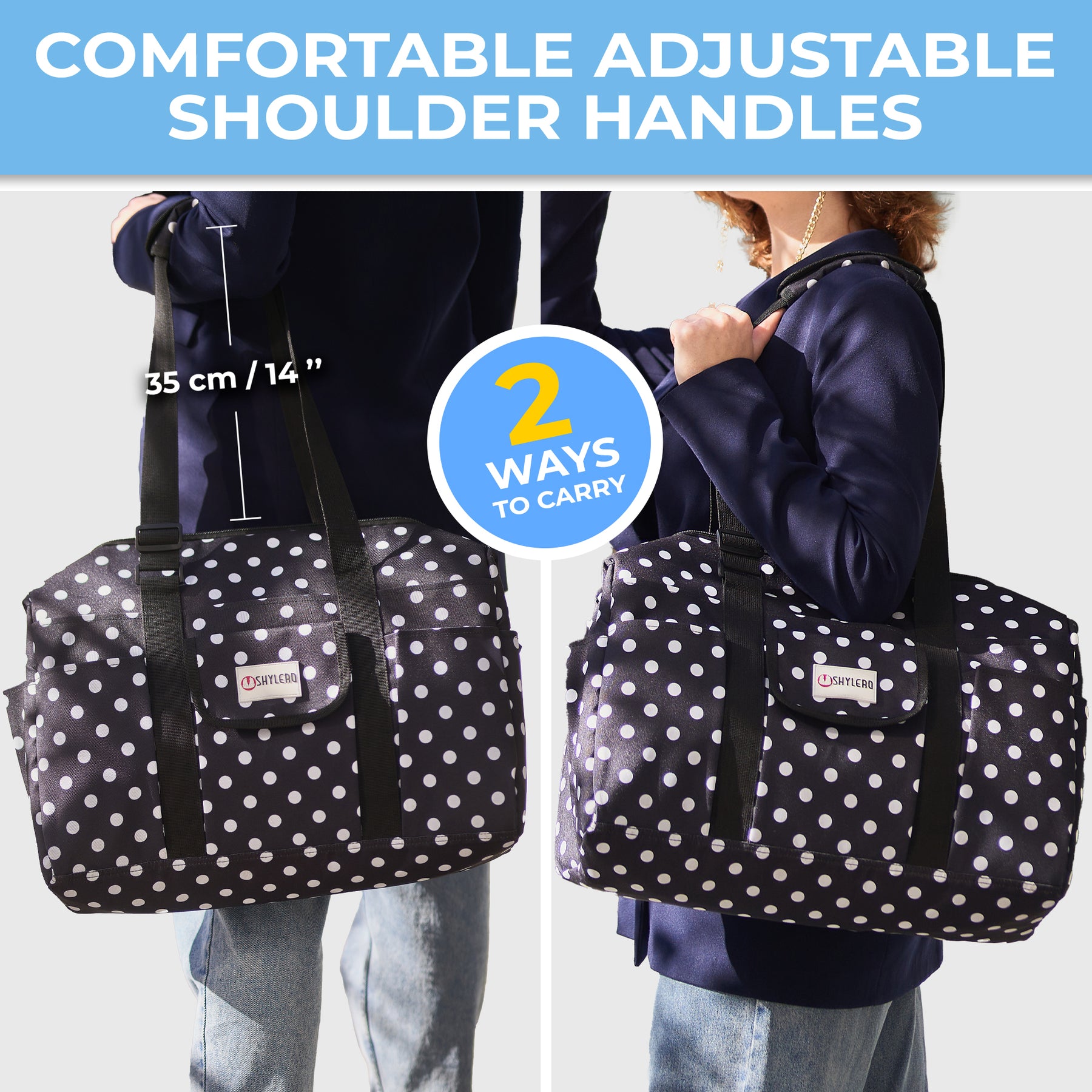 Nurse Bag and Utility Tote | Waterproof | Top YKK® Zip | L18" x H14" x W7" (46x18x36cm) | White Peas