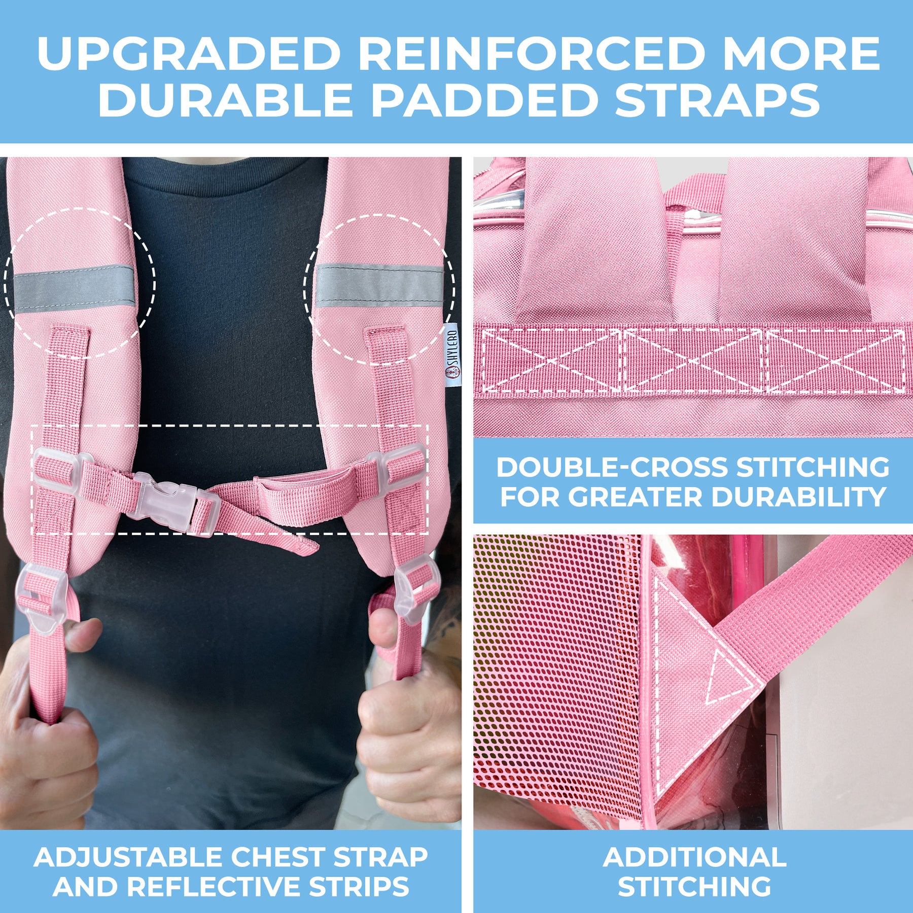 Clear Backpack For Work and School Backpack XL | TSA Lock | H18" x W14" x D8" (45cm x 35cm x 20cm) | 32 L | Pink Rhino