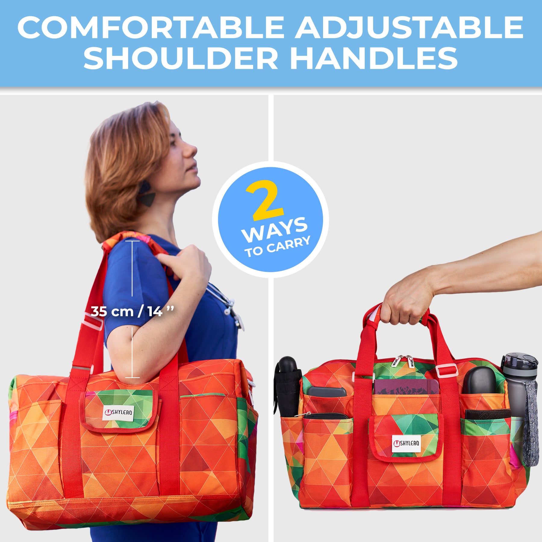 Nurse Bag and Utility Tote | Waterproof | Top YKK® Zip | L18" x H14" x W7" (46x18x36cm) | Colorful Parrot