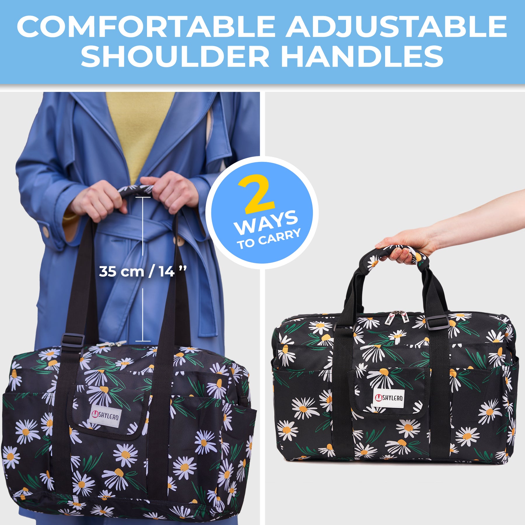 Nurse Bag and Utility Tote | Waterproof | Top YKK® Zip | L18" x H14" x W7" (46x18x36cm) | Field Chamomile
