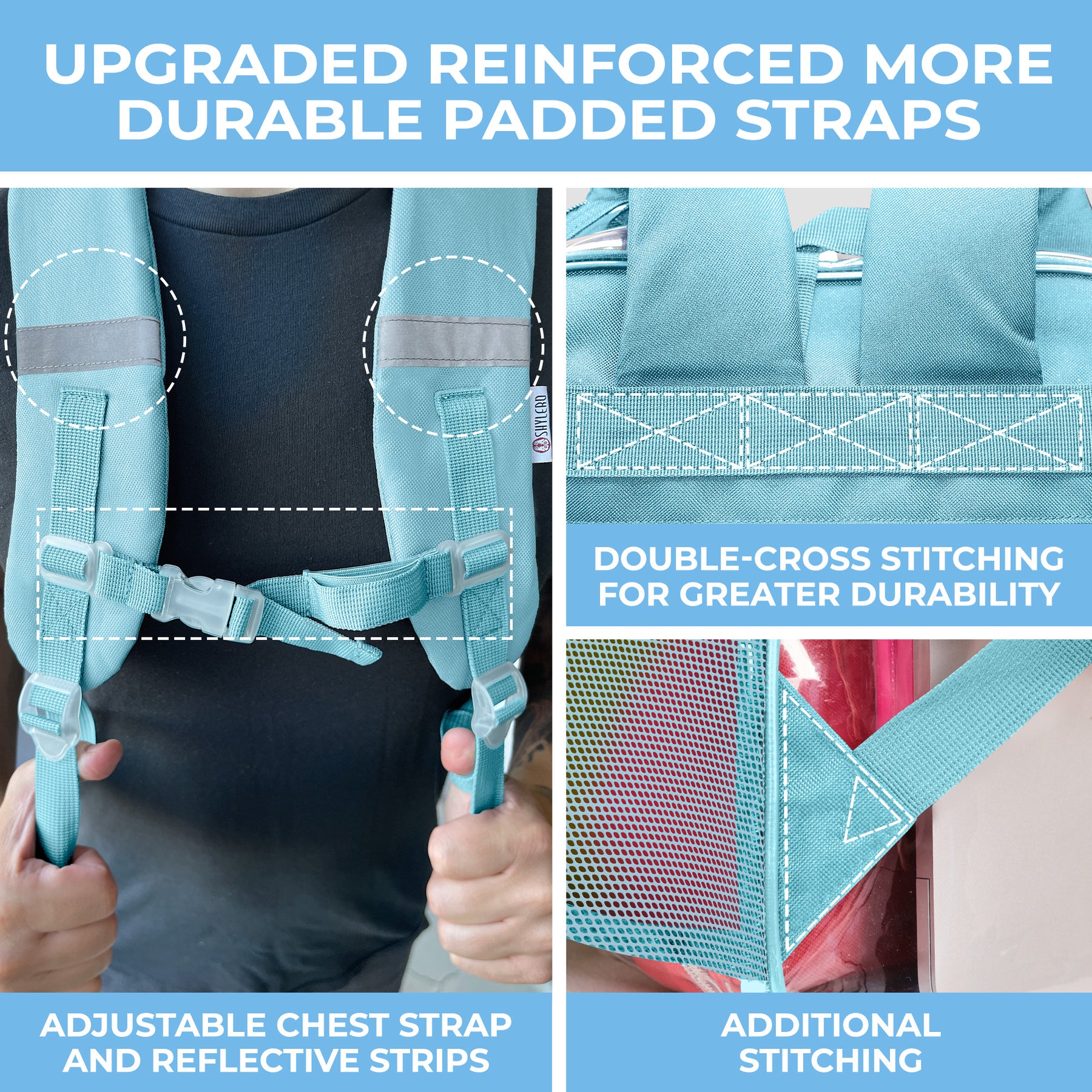 Clear Backpack For Work and School Backpack XL | TSA Lock | H18" x W14" x D8" (45cm x 35cm x 20cm) | 32 L | Turquoise Rhino