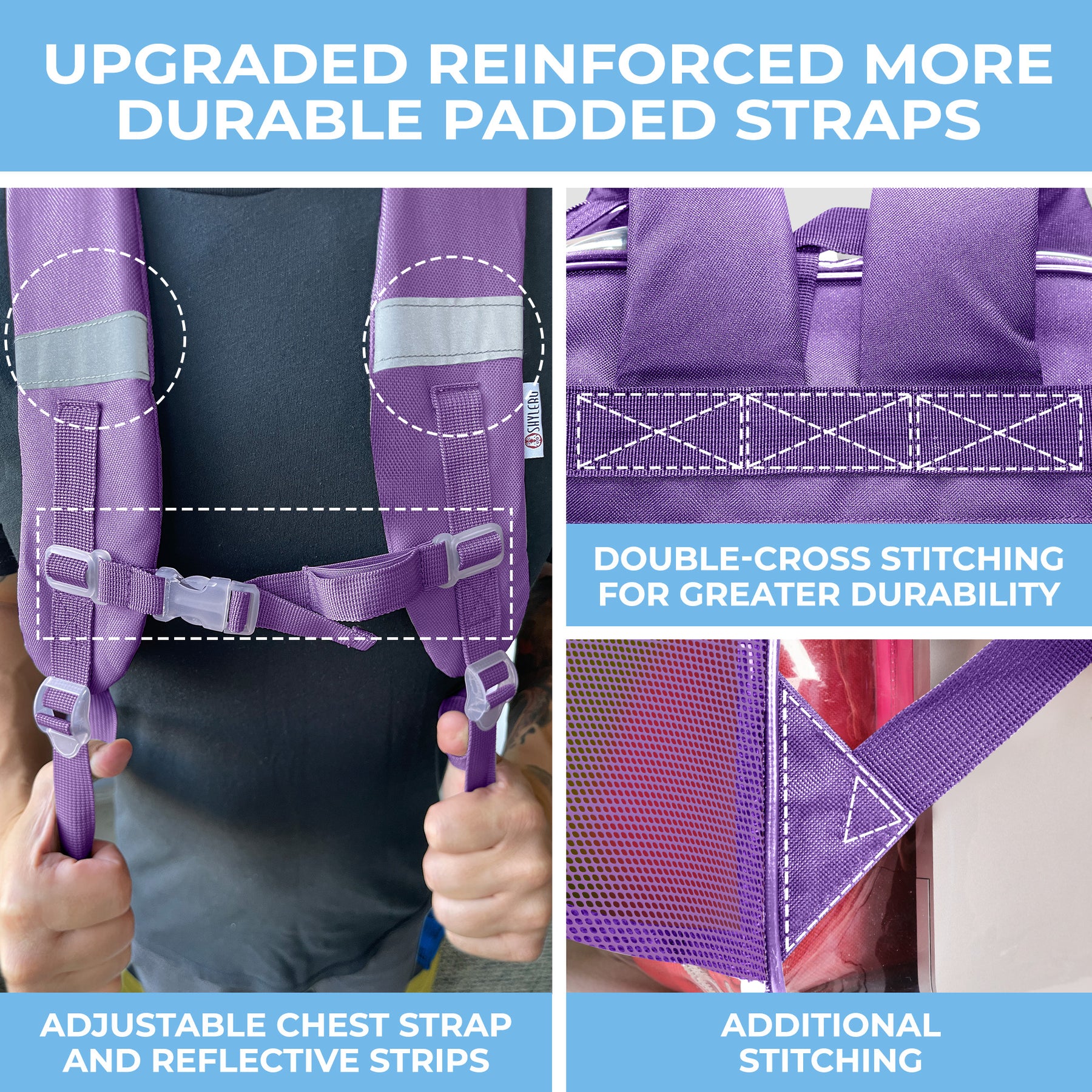 Clear Backpack For Work and School Backpack XL | TSA Lock | H18" x W14" x D8" (45cm x 35cm x 20cm) | 32 L | Purple Rhino