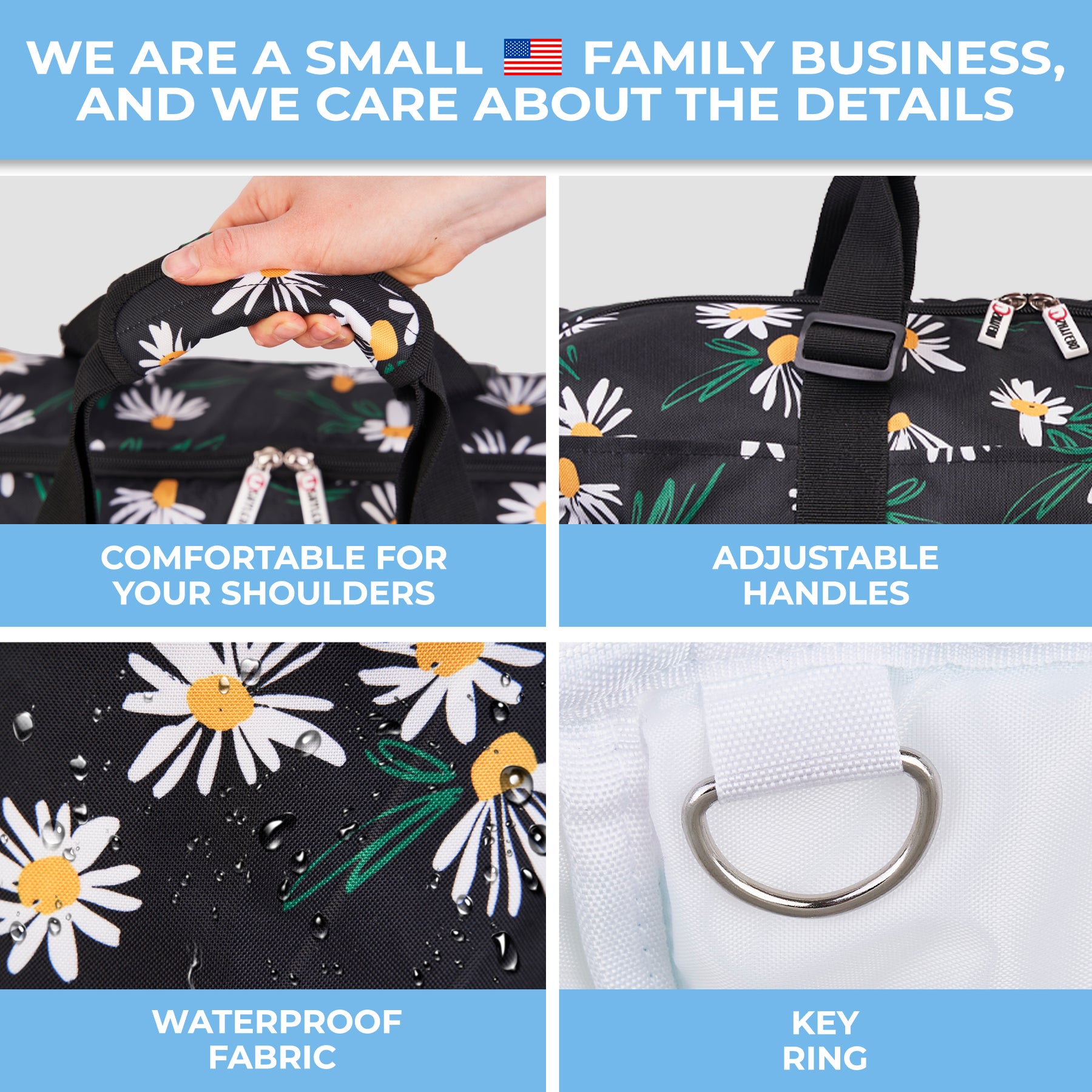 Nurse Bag and Utility Tote | Waterproof | Top YKK® Zip | L18" x H14" x W7" (46x18x36cm) | Field Chamomile