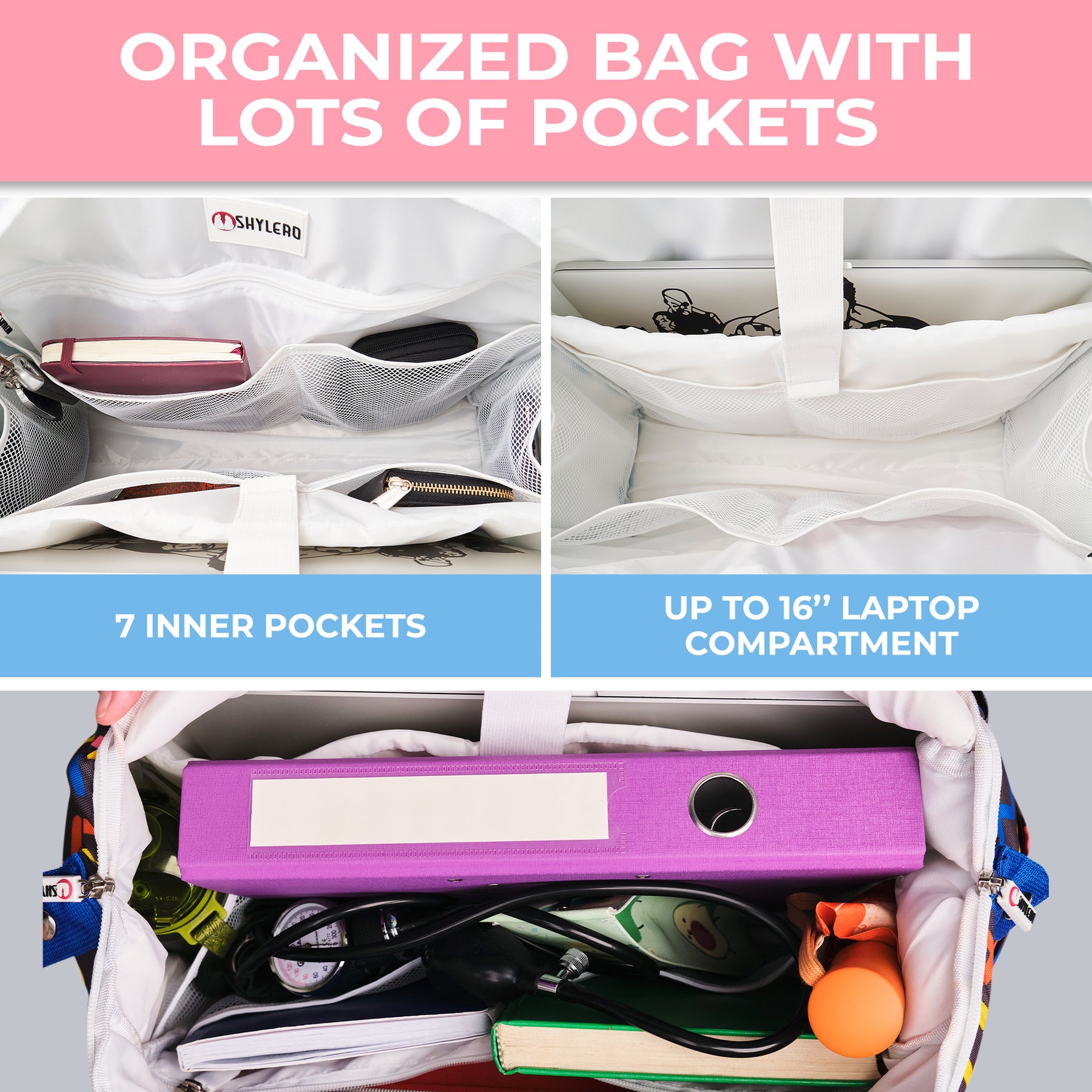 Nurse Bag and Utility Tote | Waterproof | Top YKK® Zip | L18" x H14" x W7" (46x18x36cm) | Cure All