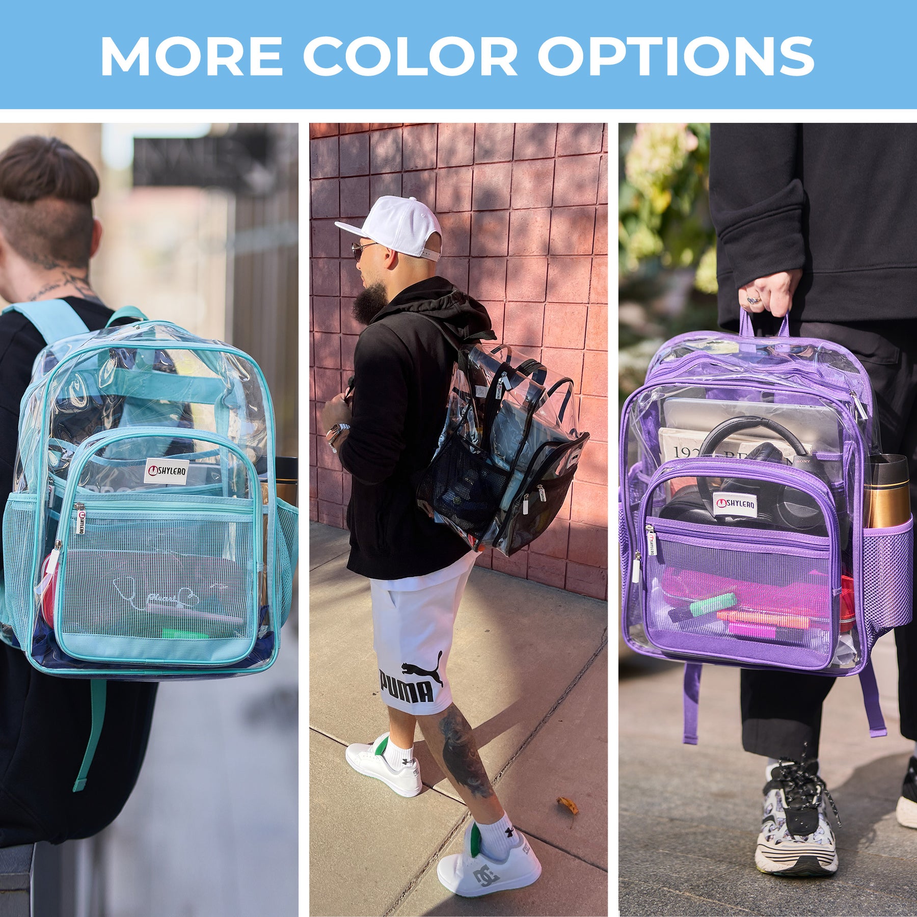 Clear Backpack For Work and School Backpack XL | TSA Lock | H18" x W14" x D8" (45cm x 35cm x 20cm) | 32 L | Black Rhino