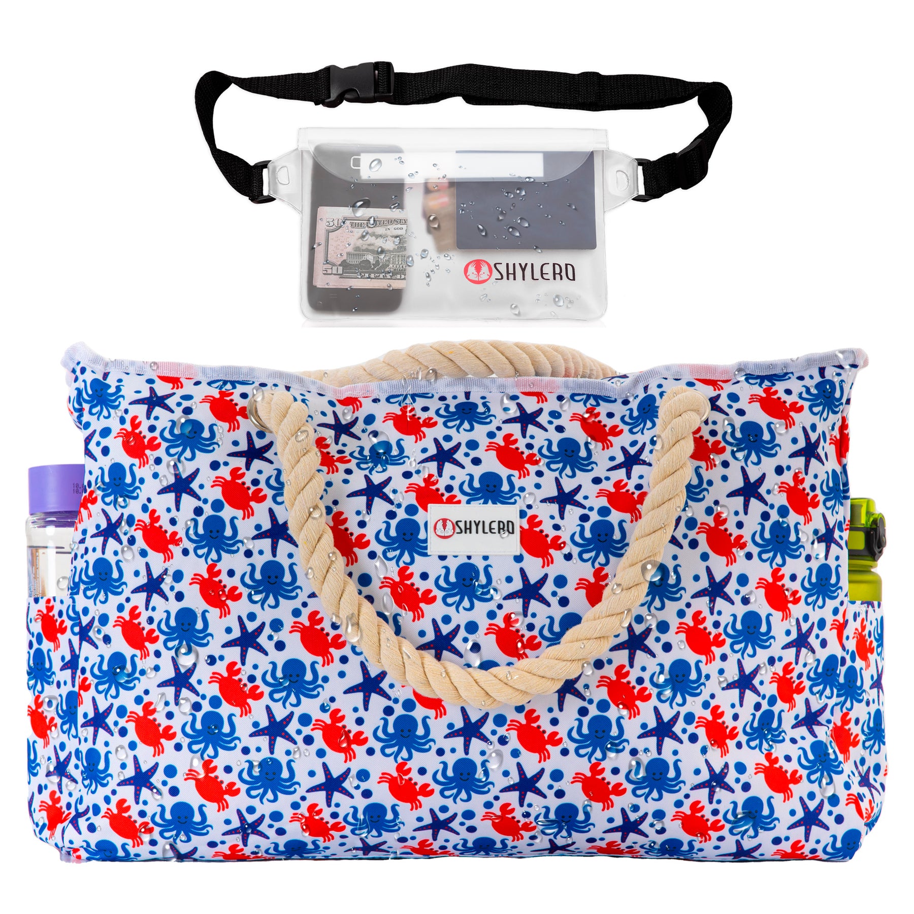 Beach Bag and Pool Bag | Water Repellent | Top YKK® Zip | Family Size | L22" x H15" x W6" | Underwater World