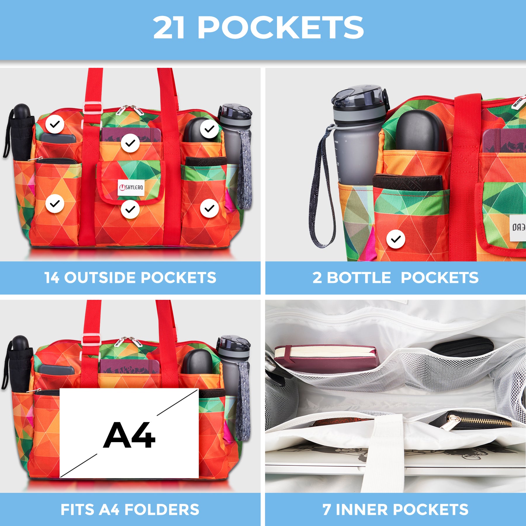 Nurse Bag and Utility Tote | Waterproof | Top YKK® Zip | L18" x H14" x W7" (46x18x36cm) | Colorful Parrot