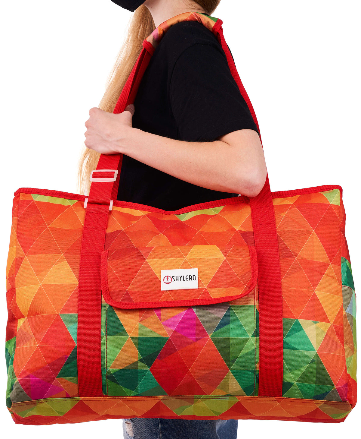 Beach and Pool Bag XL | Waterproof (IP64) | L22" x H15" x W6" (56cm x 38cm x 15cm) | Top YKK® Zip | Rainbow Peacock