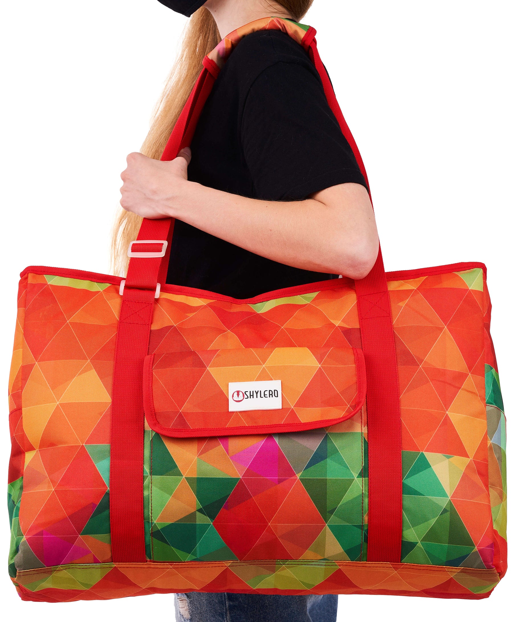 Beach and Pool Bag XL | Waterproof (IP64) | L22" x H15" x W6" (56cm x 38cm x 15cm) | Top YKK® Zip | Rainbow Peacock