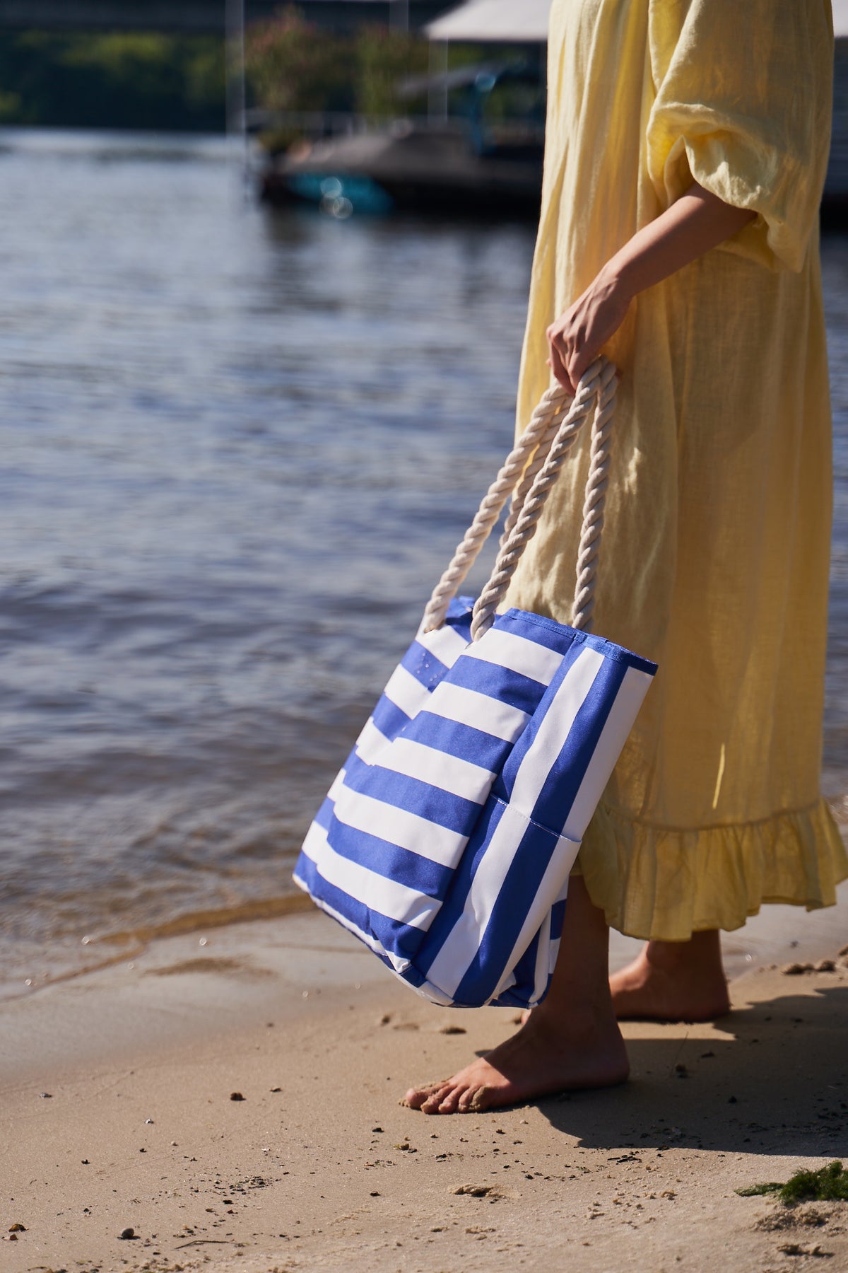 Beach Bag and Pool Bag | Water Repellent | Top YKK® Zip | Family Size | L22" x H15" x W6" | Navy Blue Cuttlefish