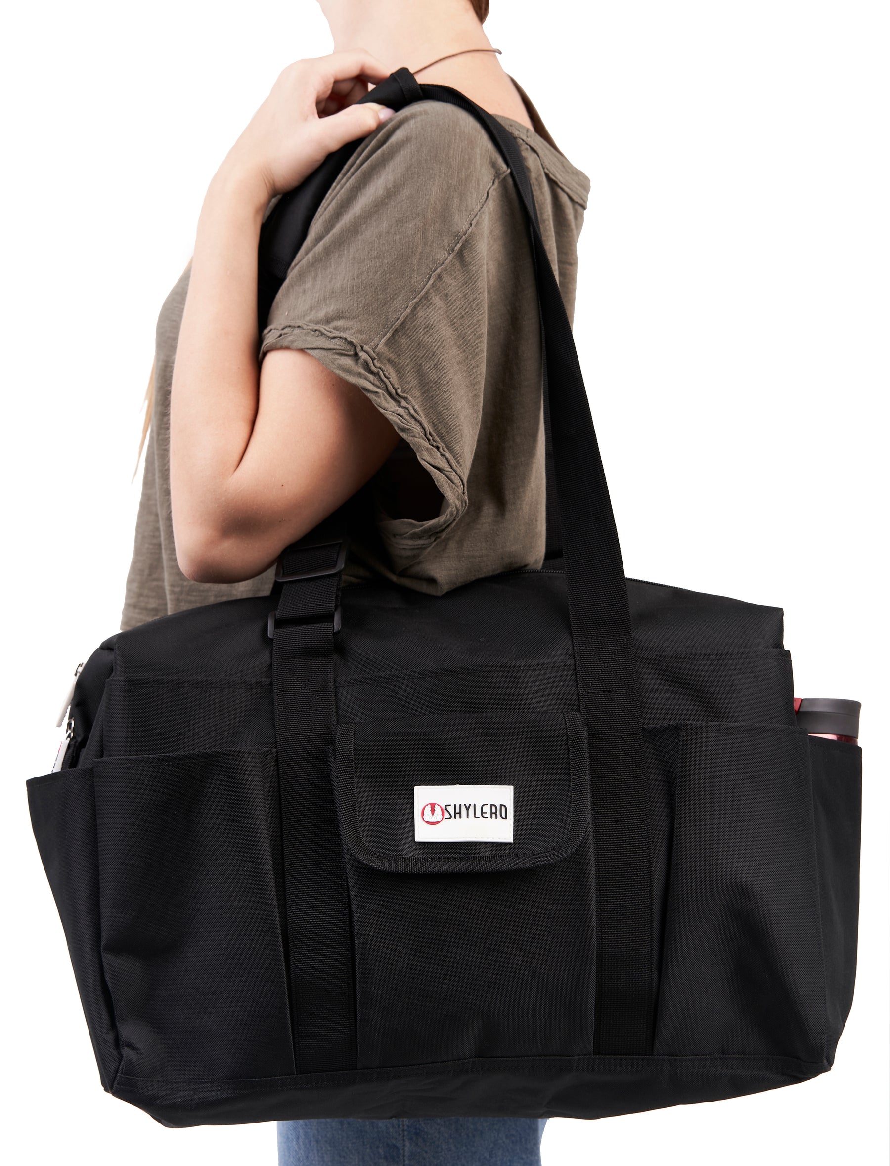 Nurse Bag and Utility Tote | Waterproof | Top YKK® Zip | L18" x H14" x W7" (46x18x36cm) | Solid Black