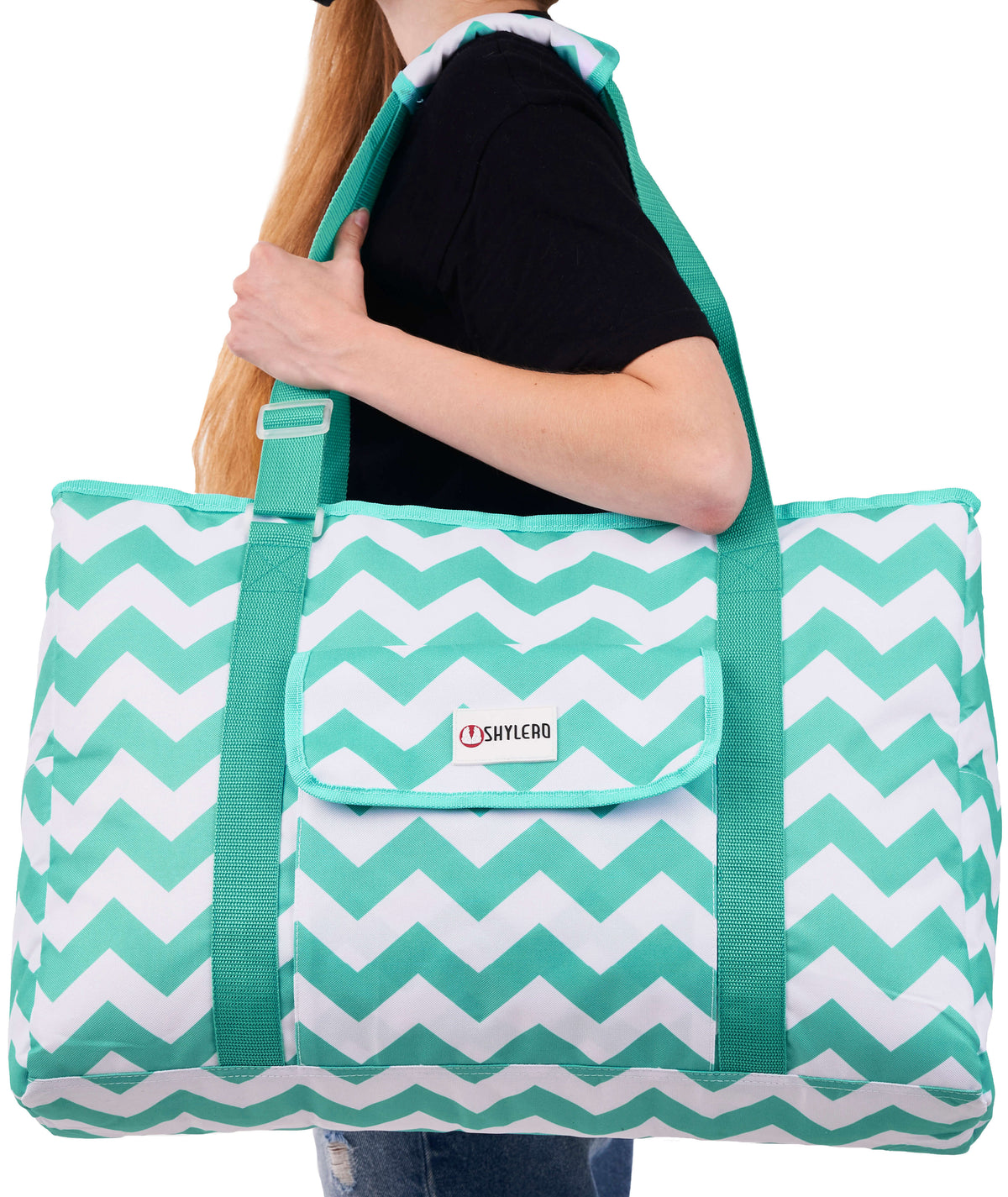 Beach and Pool Bag XL | Waterproof (IP64) | L22" x H15" x W6" (56cm x 38cm x 15cm) | Top YKK® Zip | Turquoise Green Lizard