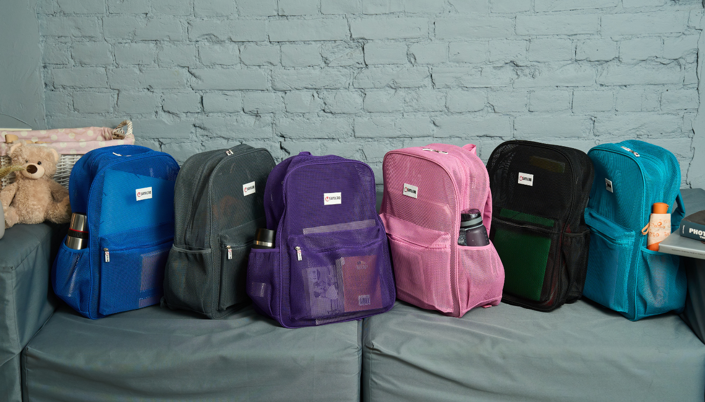 Mesh Backpack XXL (36 L) | Lightweight Heavy-Duty Clear Backpack | Reinforced 3D Mesh | H19.6" x W15" x D7" | Grey Armadillo