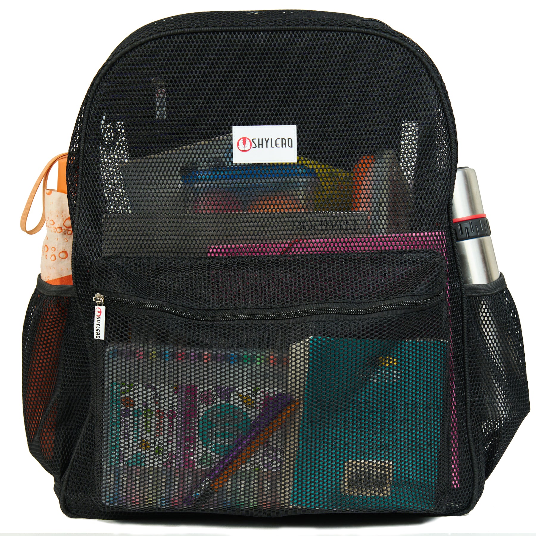 Mesh Backpack XXL (36 L) | Lightweight Heavy-Duty Clear Backpack | Reinforced 3D Mesh | H19.6" x W15" x D7" | Black Armadillo