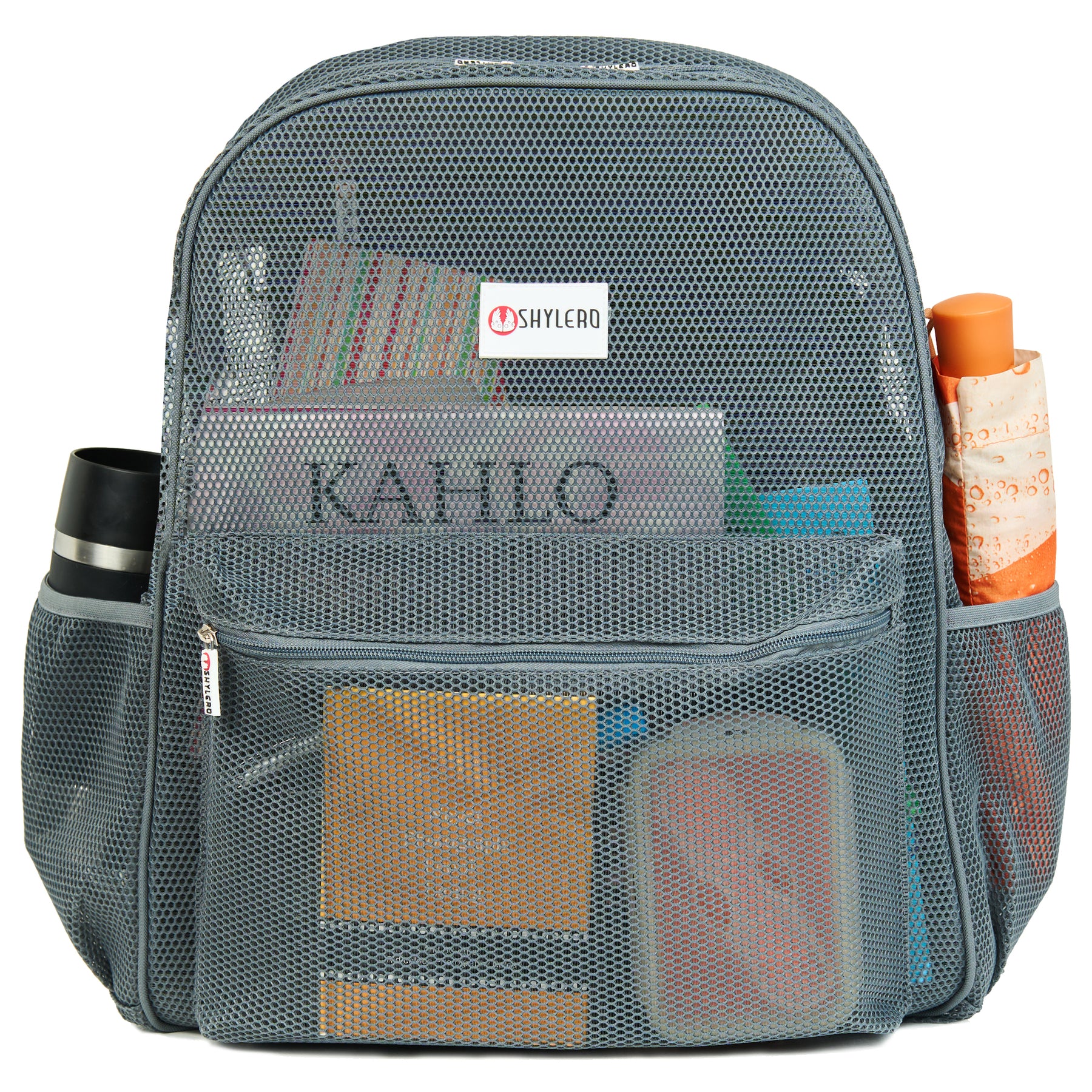 Mesh Backpack XXL (36 L) | Lightweight Heavy-Duty Clear Backpack | Reinforced 3D Mesh | H19.6" x W15" x D7" | Grey Armadillo