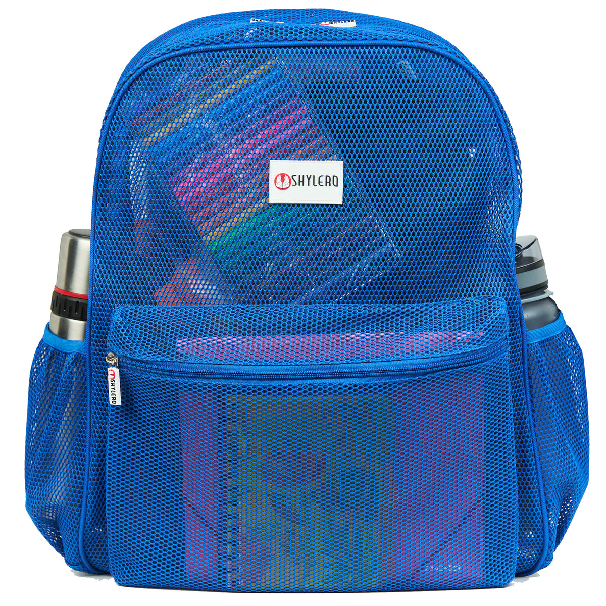 Mesh Backpack XXL (36 L) | Lightweight Heavy-Duty Clear Backpack | Reinforced 3D Mesh | H19.6" x W15" x D7" | Blue Armadillo