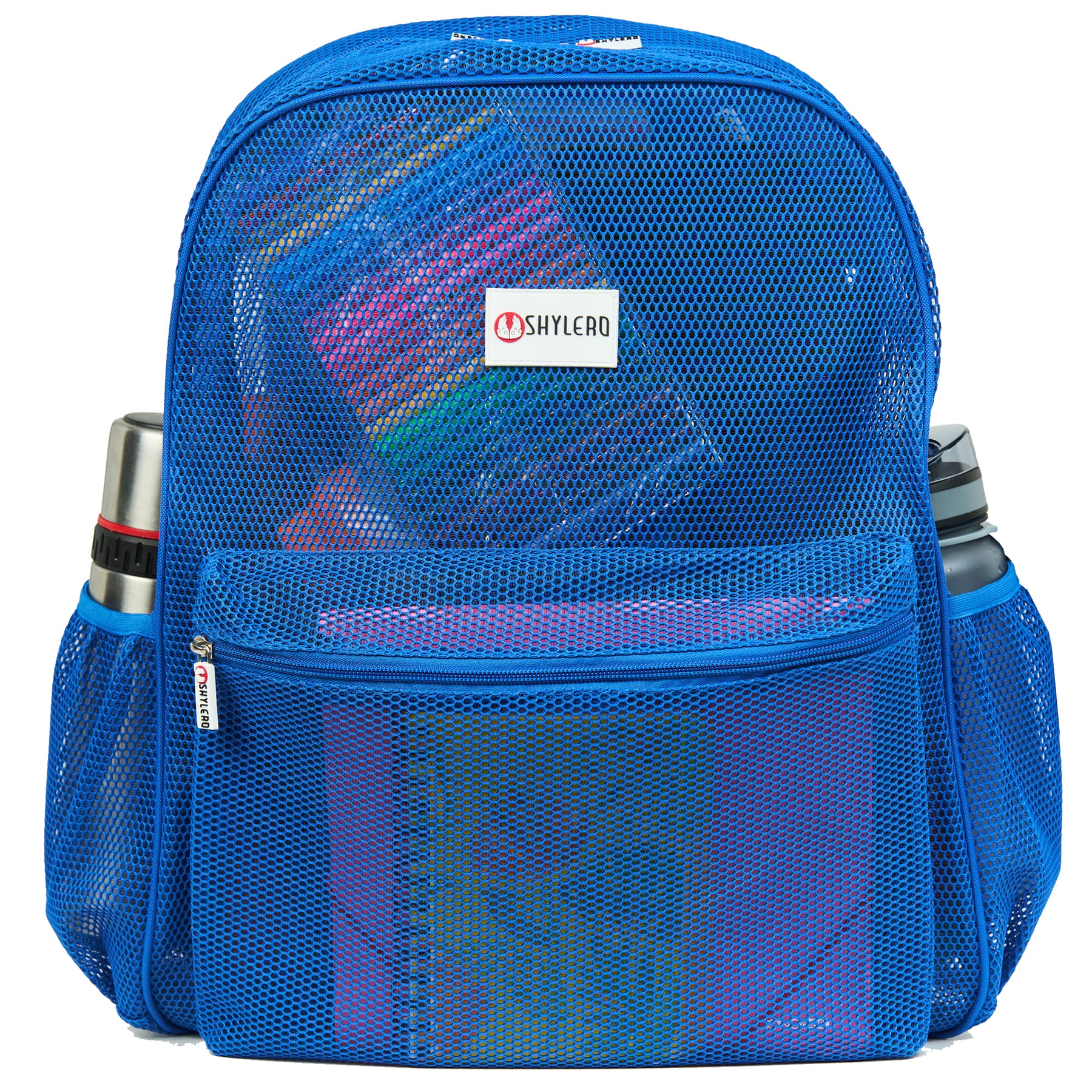 Mesh Backpack XXL (36 L) | Lightweight Heavy-Duty Clear Backpack | Reinforced 3D Mesh | H19.6" x W15" x D7" | Blue Armadillo