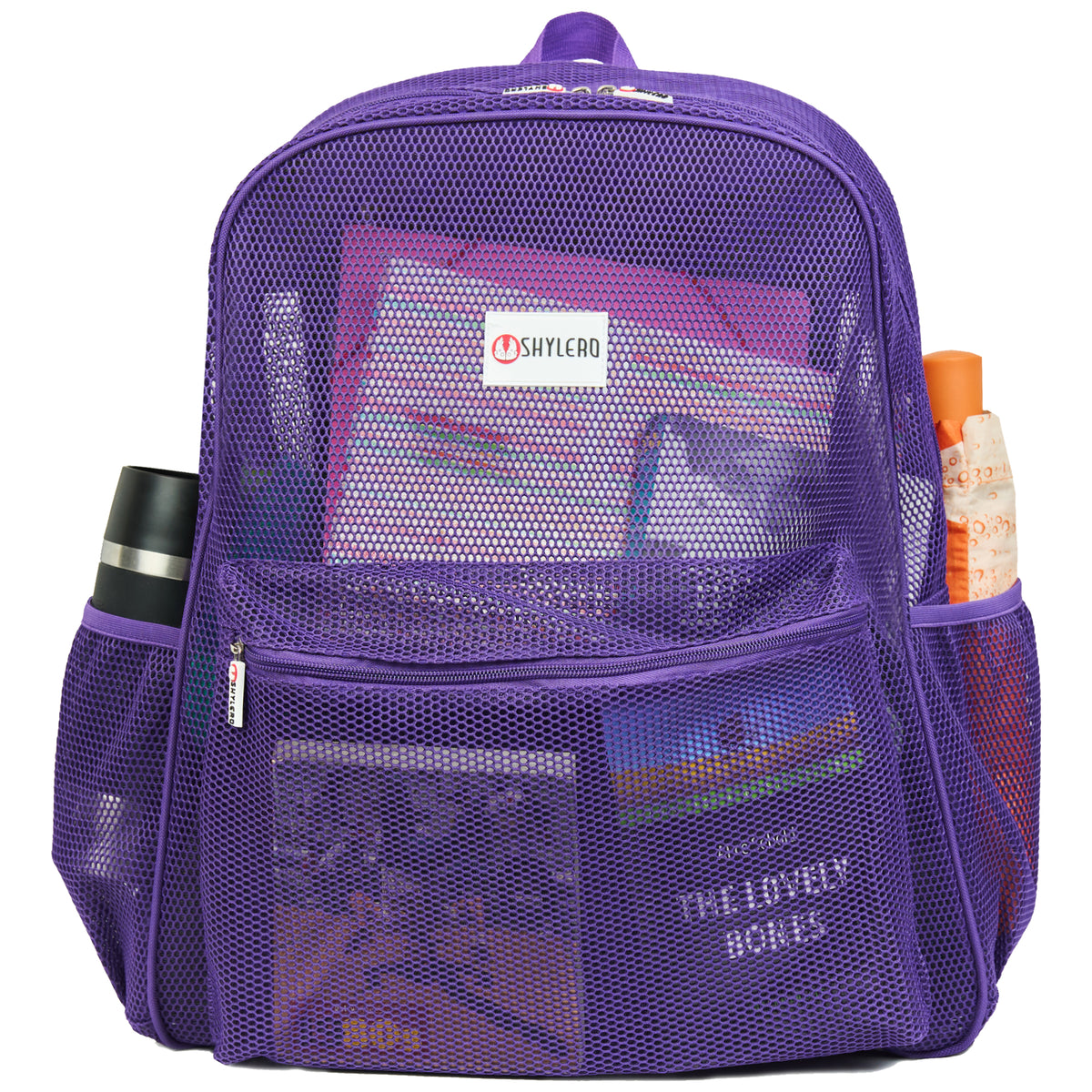 Mesh Backpack XXL (36 L) | Lightweight Heavy-Duty Clear Backpack | Reinforced 3D Mesh | H19.6" x W15" x D7" | Violet Armadillo
