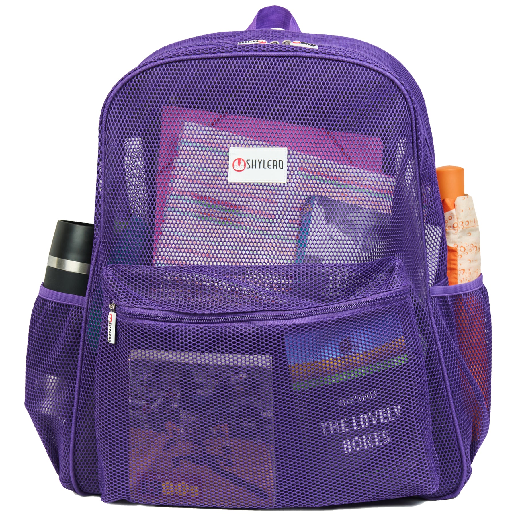 Mesh Backpack XXL (36 L) | Lightweight Heavy-Duty Clear Backpack | Reinforced 3D Mesh | H19.6" x W15" x D7" | Violet Armadillo