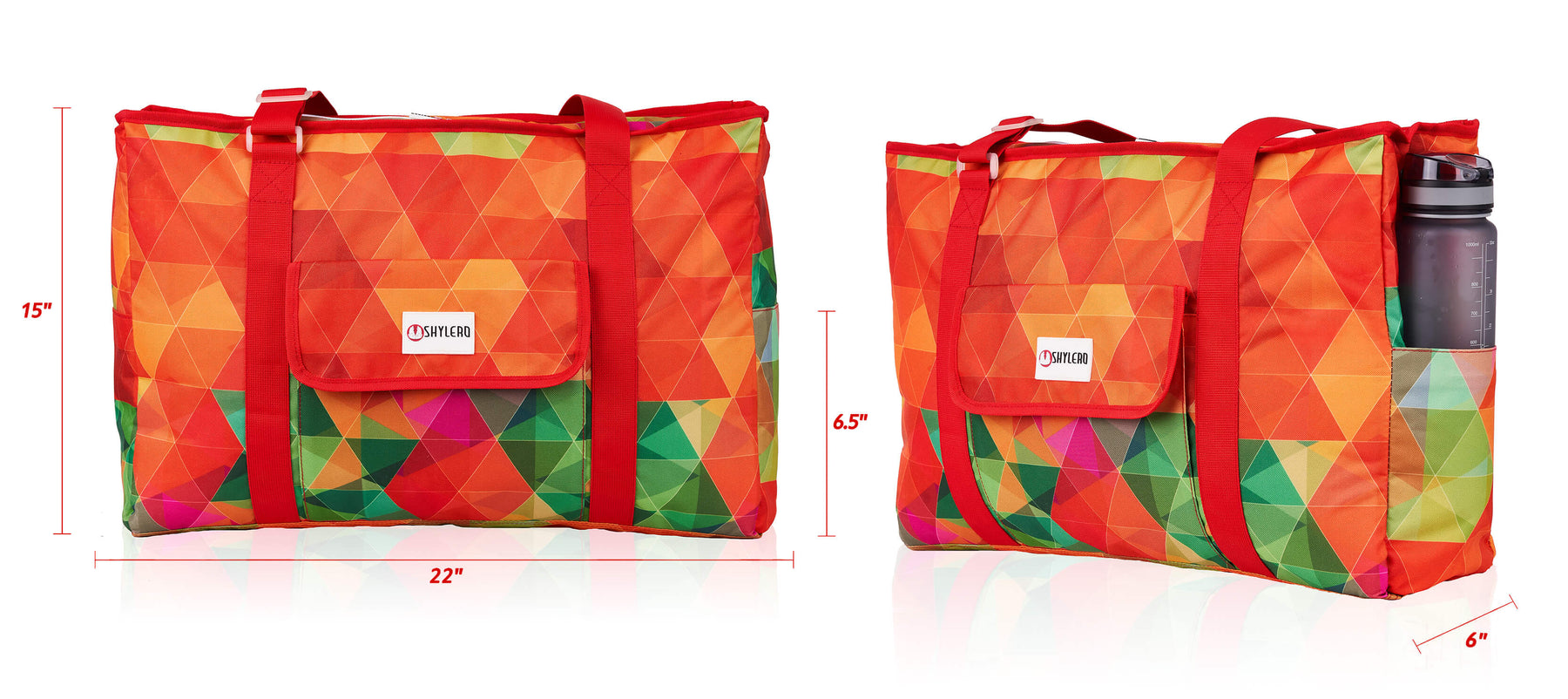 Beach and Pool Bag XL | Waterproof (IP64) | L22" x H15" x W6" (56cm x 38cm x 15cm) | Top YKK® Zip | Rainbow Peacock