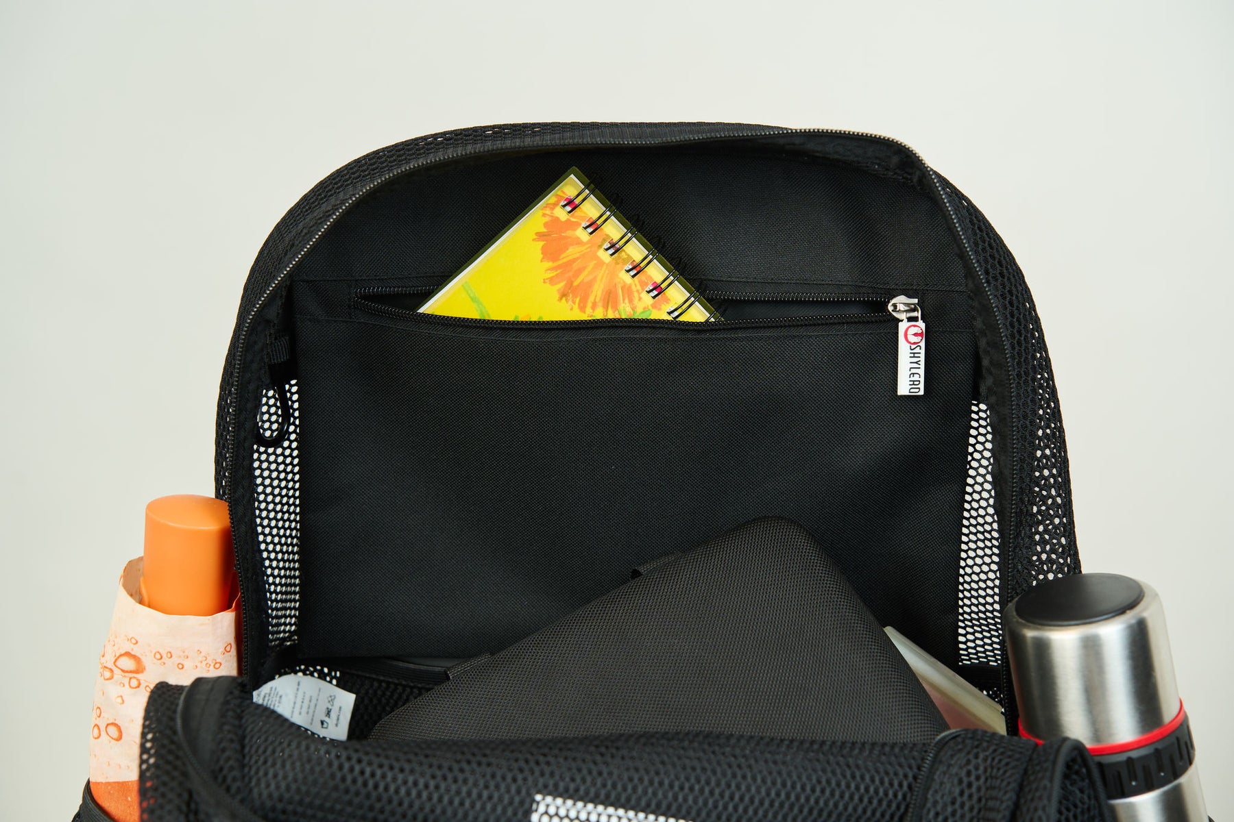 Mesh Backpack XXL (36 L) | Lightweight Heavy-Duty Clear Backpack | Reinforced 3D Mesh | H19.6" x W15" x D7" | Black Armadillo