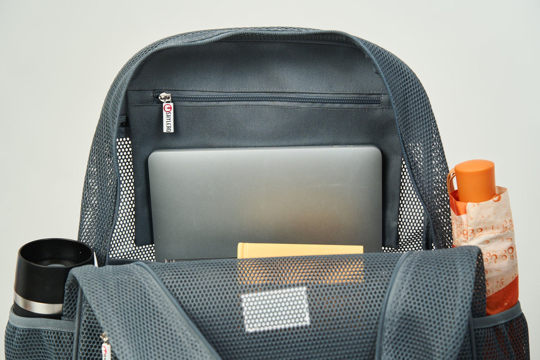Mesh Backpack XXL (36 L) | Lightweight Heavy-Duty Clear Backpack | Reinforced 3D Mesh | H19.6" x W15" x D7" | Grey Armadillo