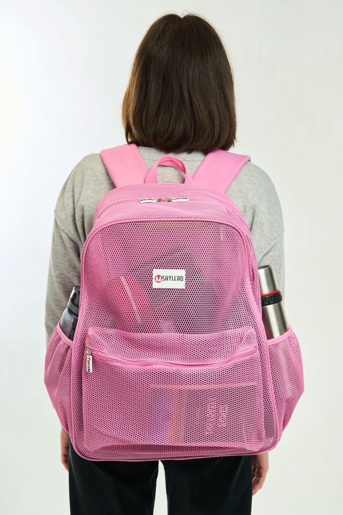 Mesh Backpack XXL (36 L) | Lightweight Heavy-Duty Clear Backpack | Reinforced 3D Mesh | H19.6" x W15" x D7" | Pink Armadillo
