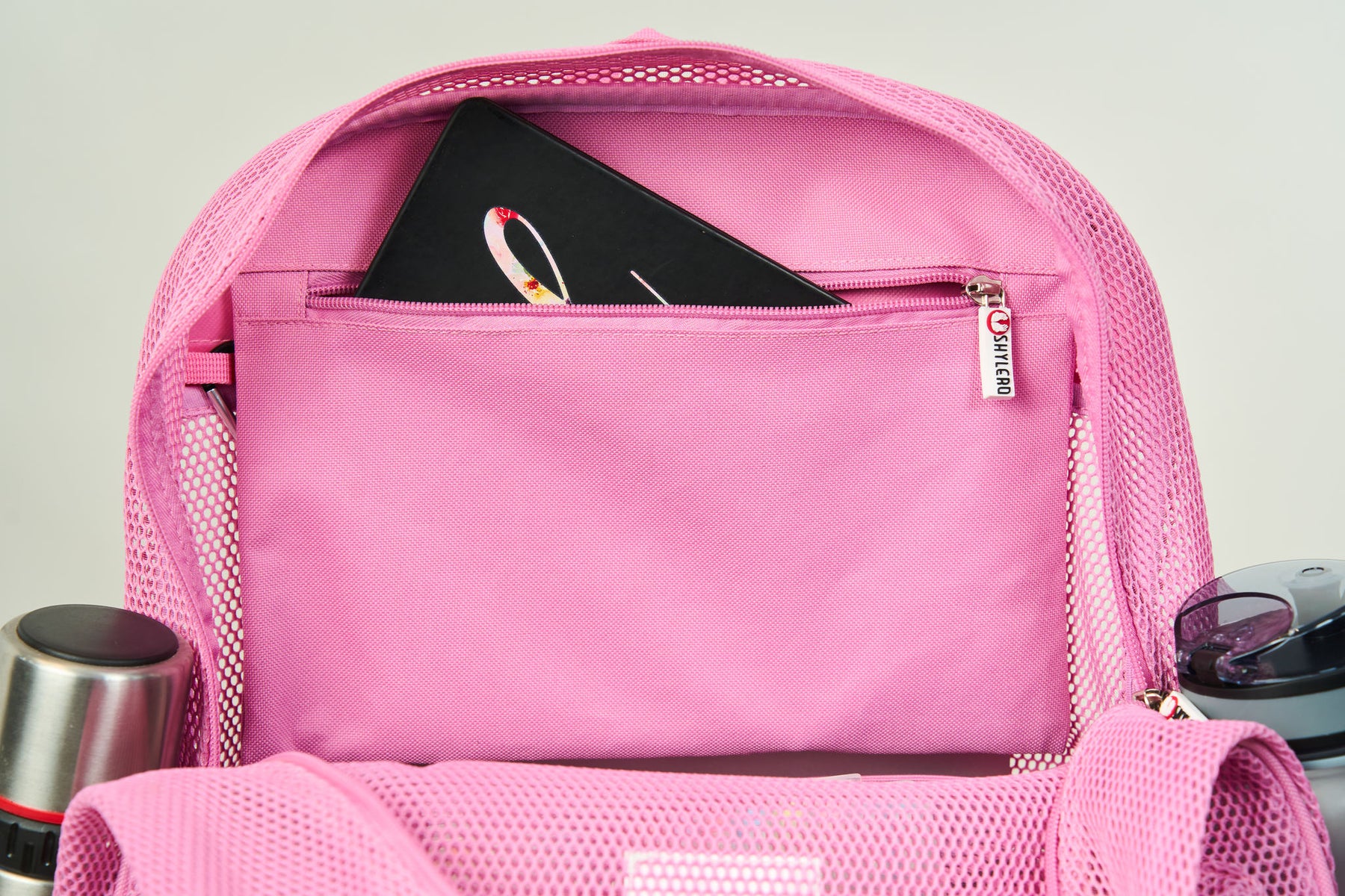 Mesh Backpack XXL (36 L) | Lightweight Heavy-Duty Clear Backpack | Reinforced 3D Mesh | H19.6" x W15" x D7" | Pink Armadillo