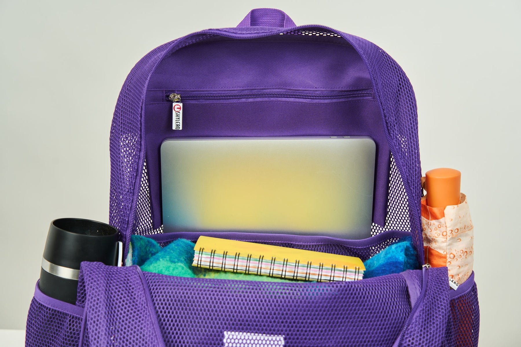Mesh Backpack XXL (36 L) | Lightweight Heavy-Duty Clear Backpack | Reinforced 3D Mesh | H19.6" x W15" x D7" | Violet Armadillo
