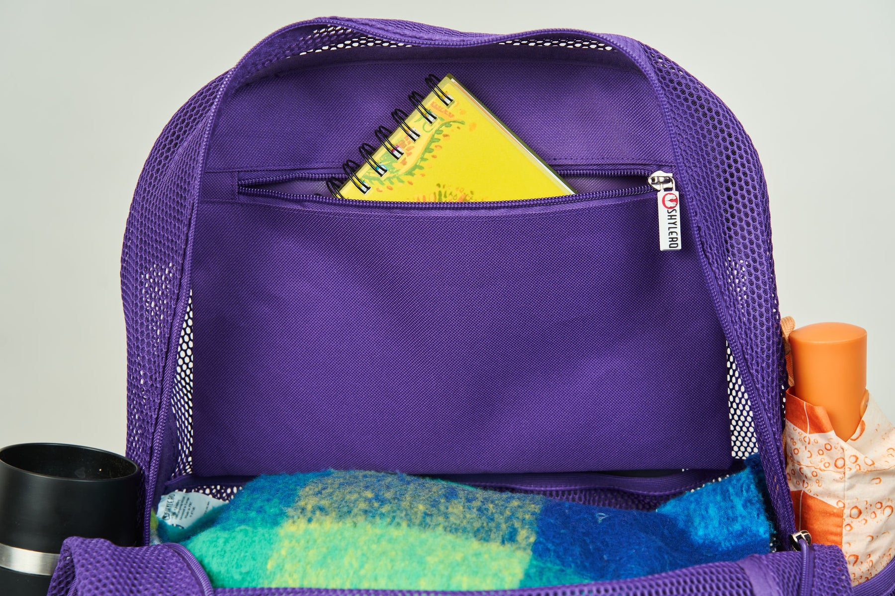 Mesh Backpack XXL (36 L) | Lightweight Heavy-Duty Clear Backpack | Reinforced 3D Mesh | H19.6" x W15" x D7" | Violet Armadillo