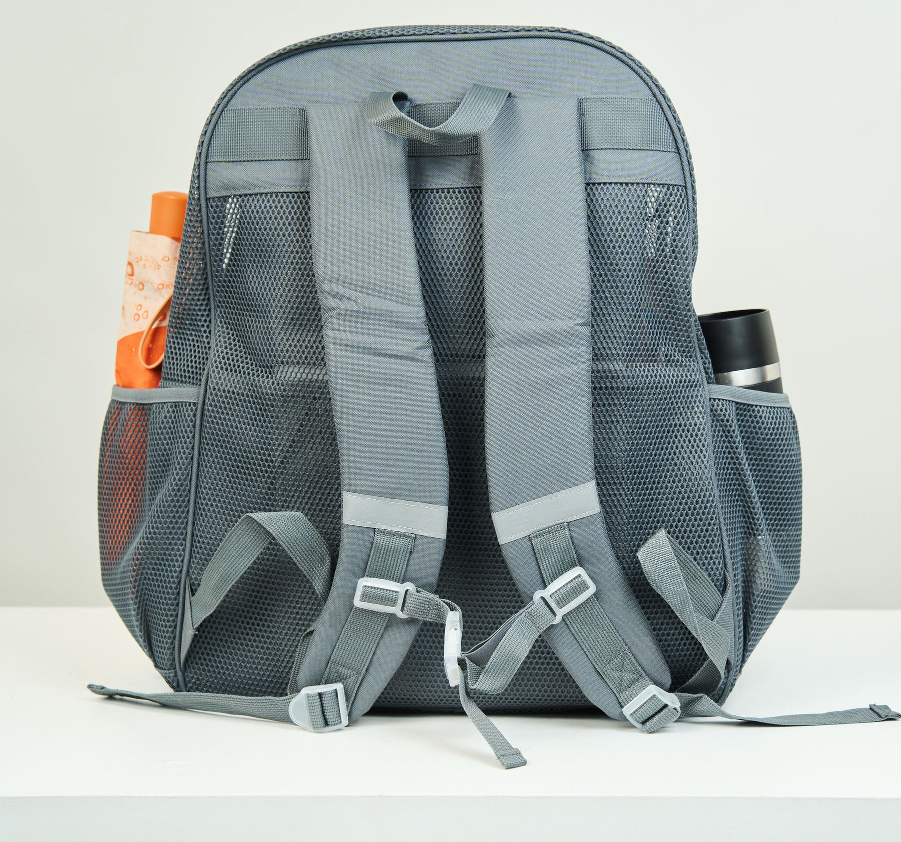 Mesh Backpack XXL (36 L) | Lightweight Heavy-Duty Clear Backpack | Reinforced 3D Mesh | H19.6" x W15" x D7" | Grey Armadillo