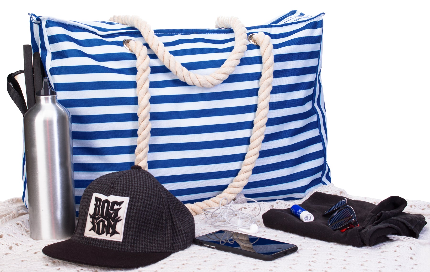 Beach Bag and Pool Bag | Water Repellent | Top YKK® Zip | Family Size | L22" x H15" x W6" | Bright Blue Lobster