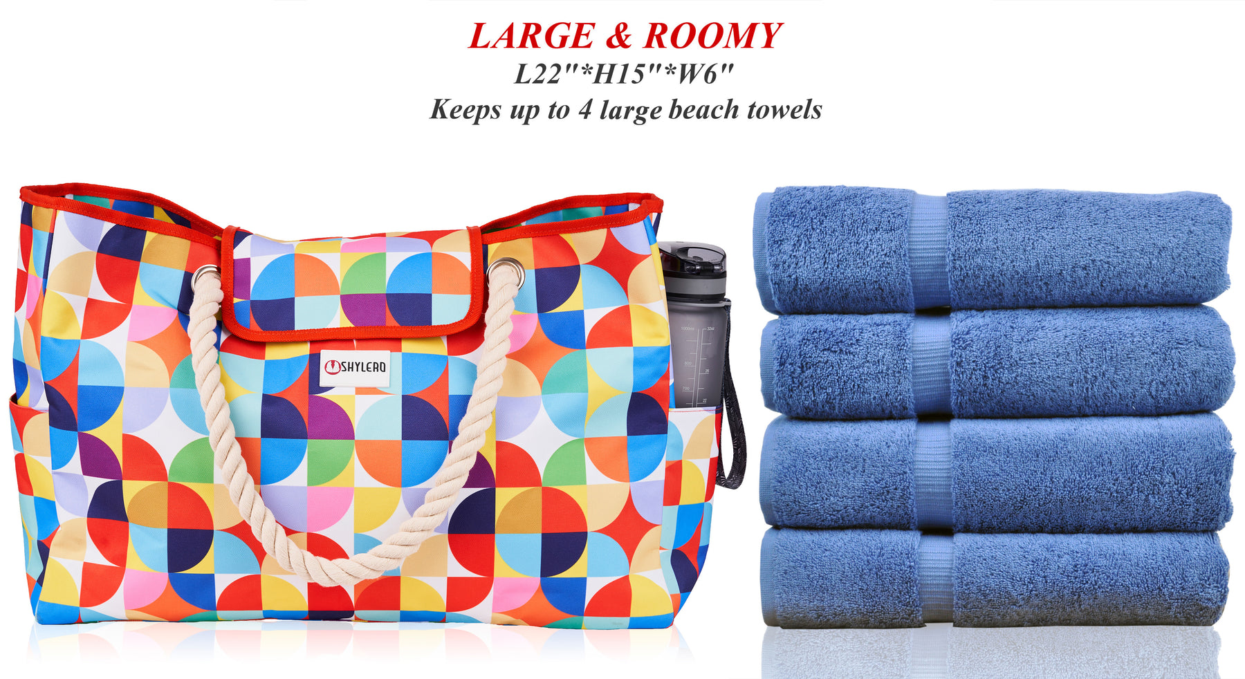 Beach Bag and Pool Bag | Water Repellent | Top Magnet | Family Size XXL | L22" x H15" x W6" | Clownfish