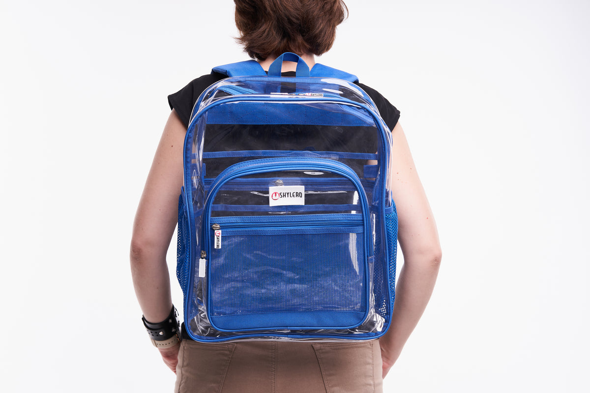 Clear Backpack For Work and School Backpack XL | TSA Lock | H18" x W14" x D8" (45cm x 35cm x 20cm) | 32 L | Blue Rhino